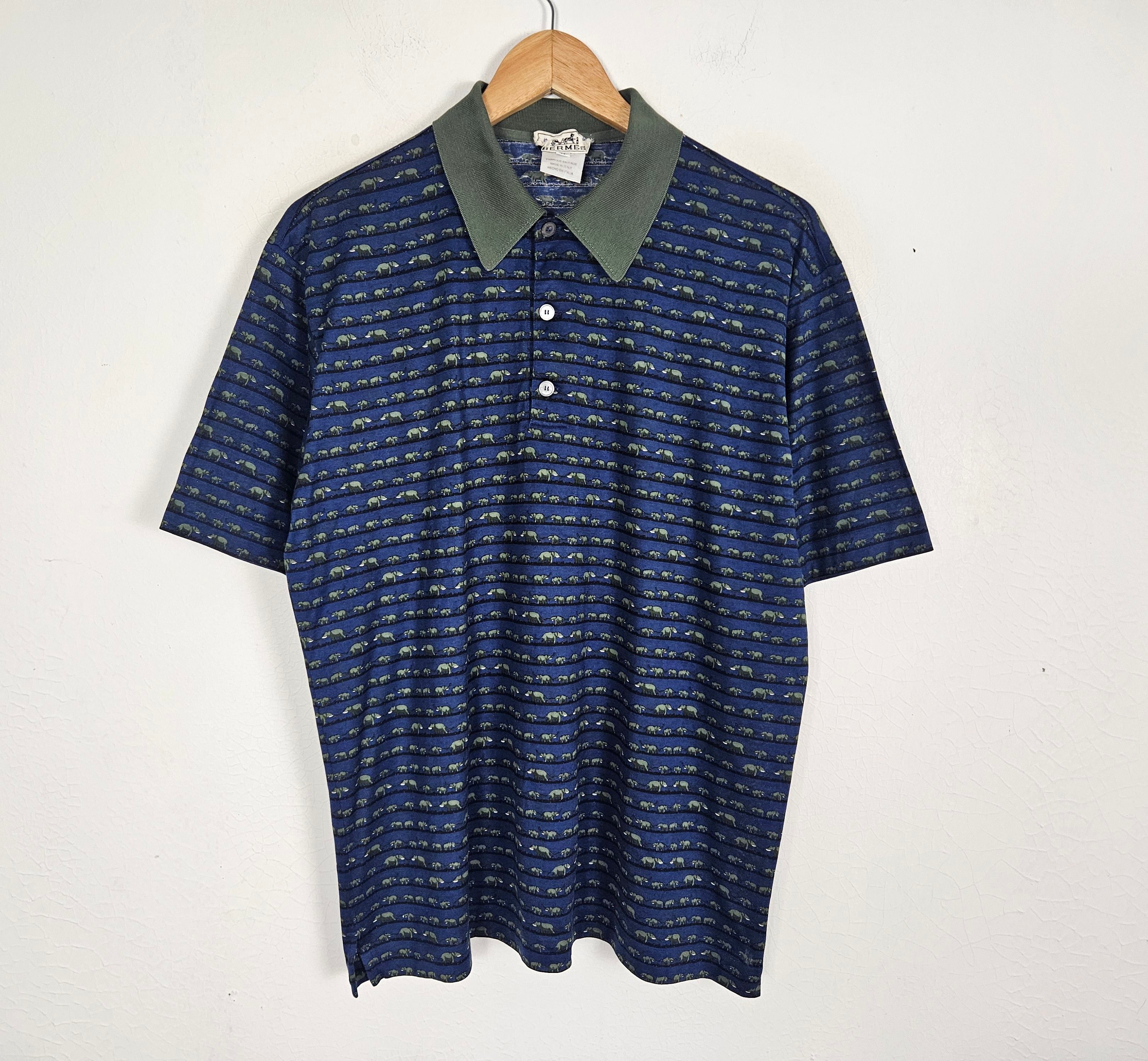 Hermes Vintage Hermes Elephant animal motive Polo shirt Size US M / EU 48-50 / 2 - 2 Thumbnail