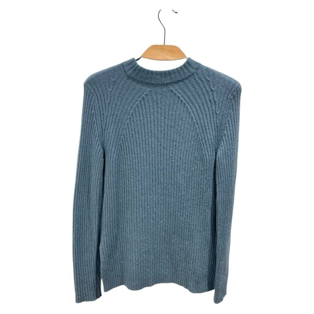 Vince Vince Dark Teal Cashmere Wool Ribbed Mock Neck Sweater S Size S / US 4 / IT 40 - 3 Thumbnail