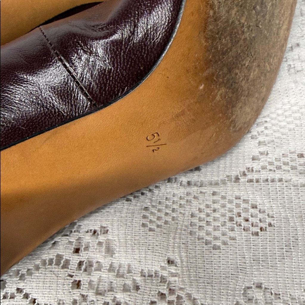 The Unbranded Brand Vintage Manfield France leather burgundy purple heels sz 8 Size US 8 / IT 38 - 9 Thumbnail