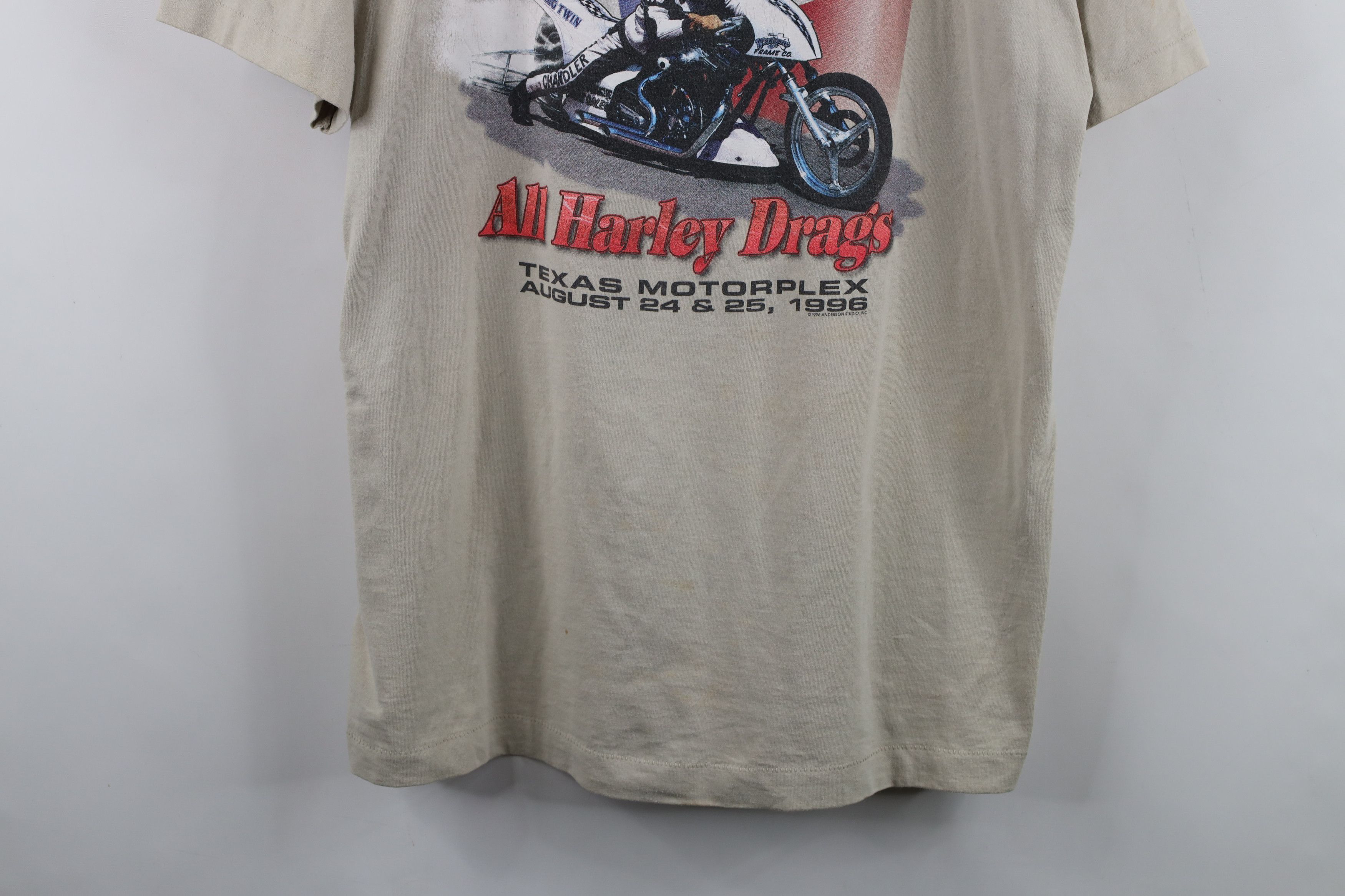 Vintage Vintage 90s American National Harley Drags T-Shirt USA Size US XL / EU 56 / 4 - 3 Thumbnail