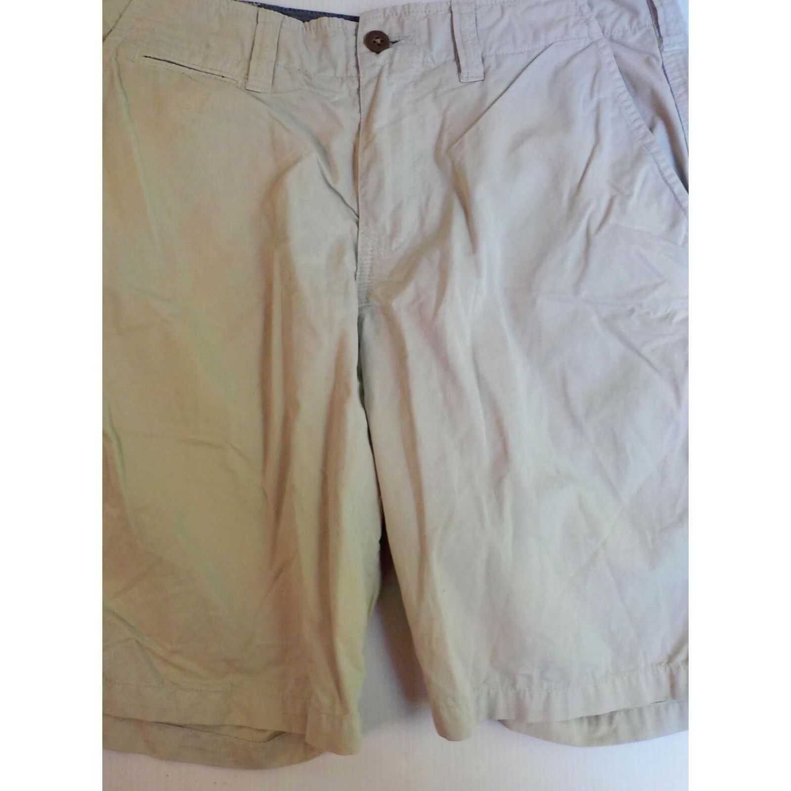 Vintage TRUE GRIT Men's Flat Front Classic Shorts - Beige Cotton, SZ 32, 9" Inseam, 5 Pockets, Casual, Regular, Good Condition Size US 32 / EU 48 - 3 Thumbnail