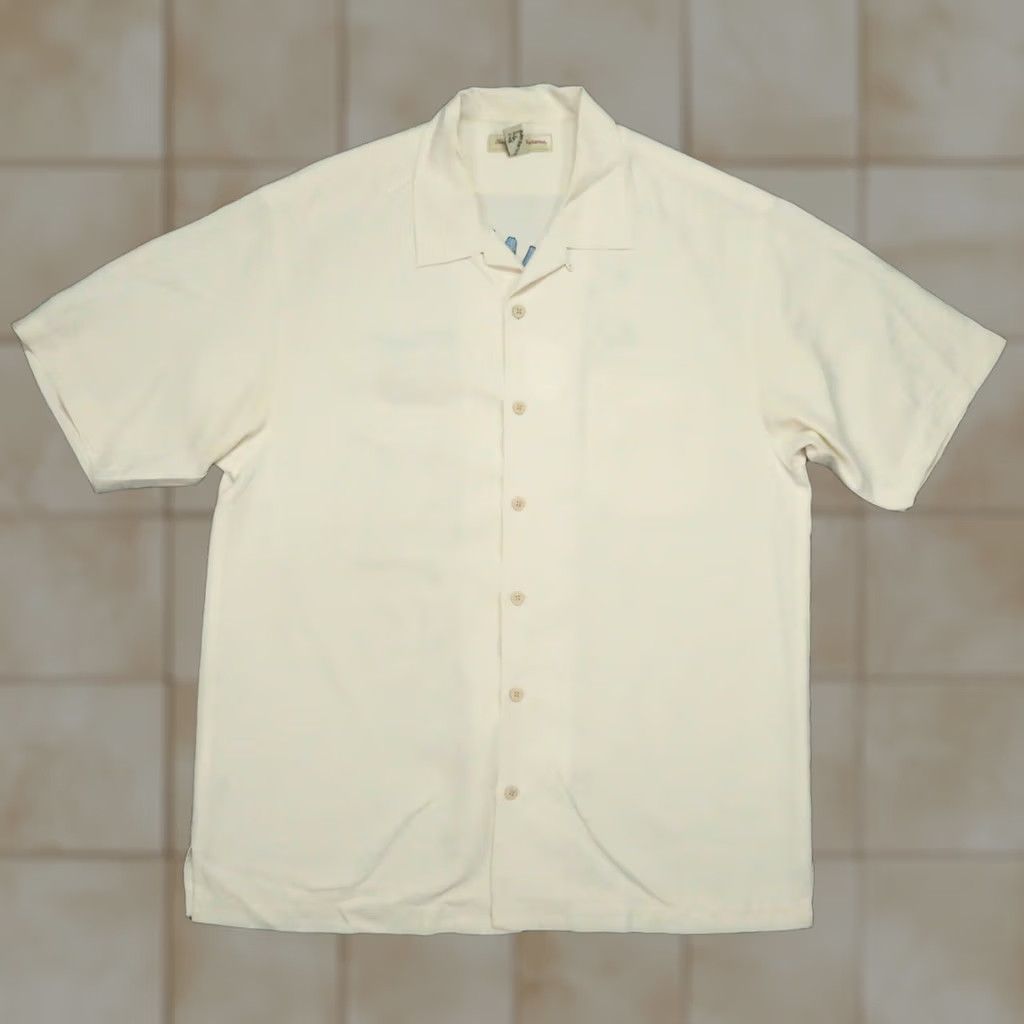 Tommy Bahama VINTAGE Tommy Bahama Shirt Mens Large Ivory Silk Camp Collar Button-Up Short Sleeve Size US L / EU 52-54 / 3 - 1 Thumbnail