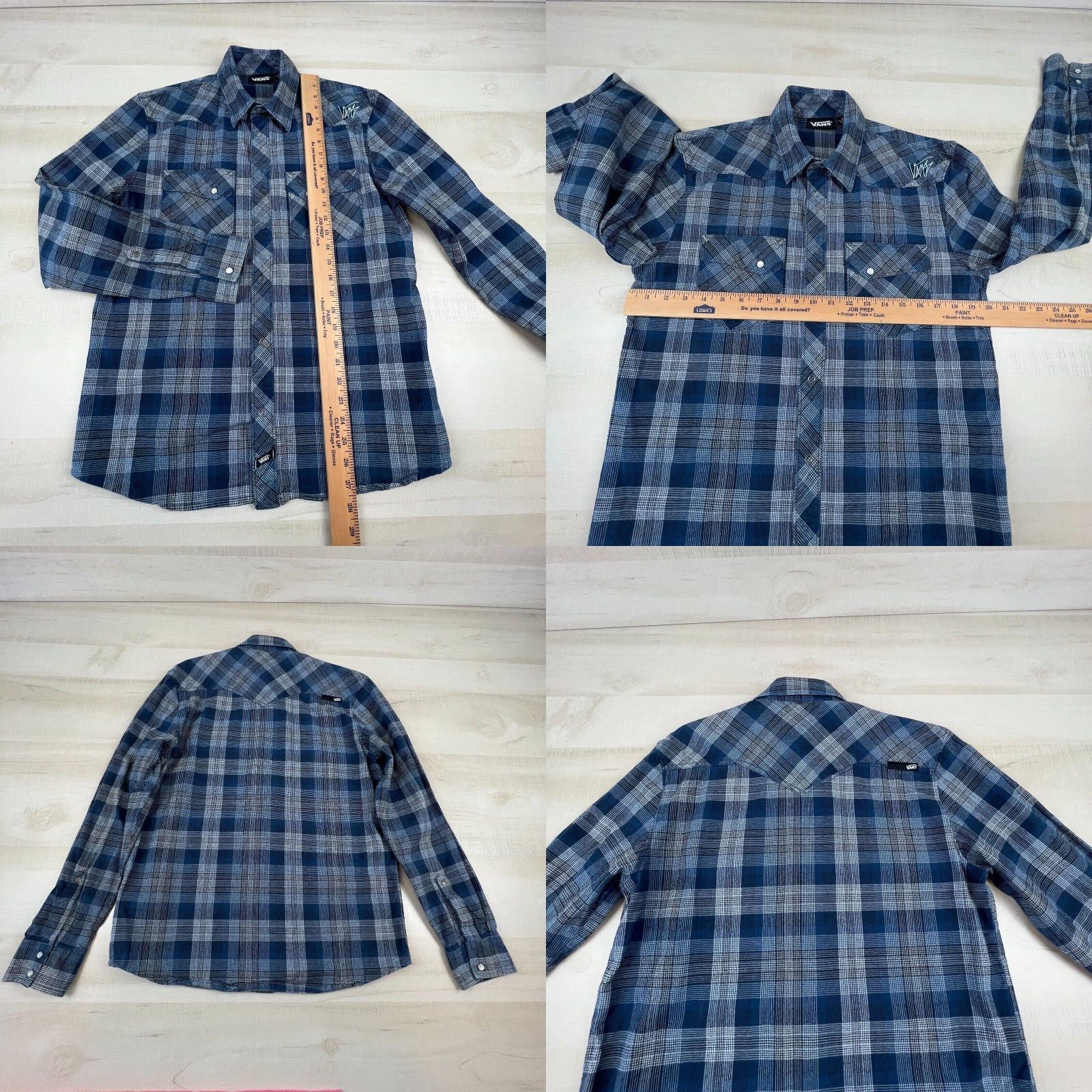 Vans Vans Mens Small Blue Plaid Flannel Long Sleeve Button Up Shirt Size US S / EU 44-46 / 1 - 8 Thumbnail