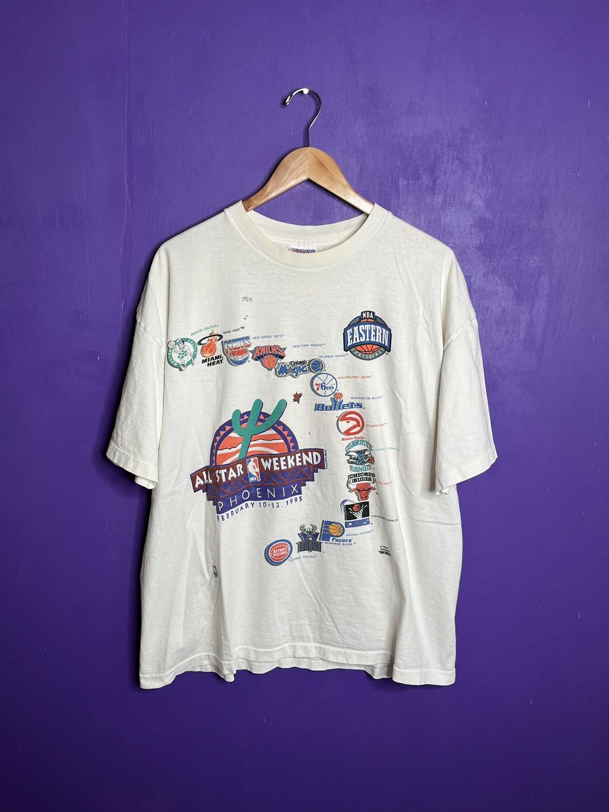 image of Made In USA x NBA Vintage 1995 Phoenix Nba All Star Weekend T-Shirt in White, Men's (Size 2XL)