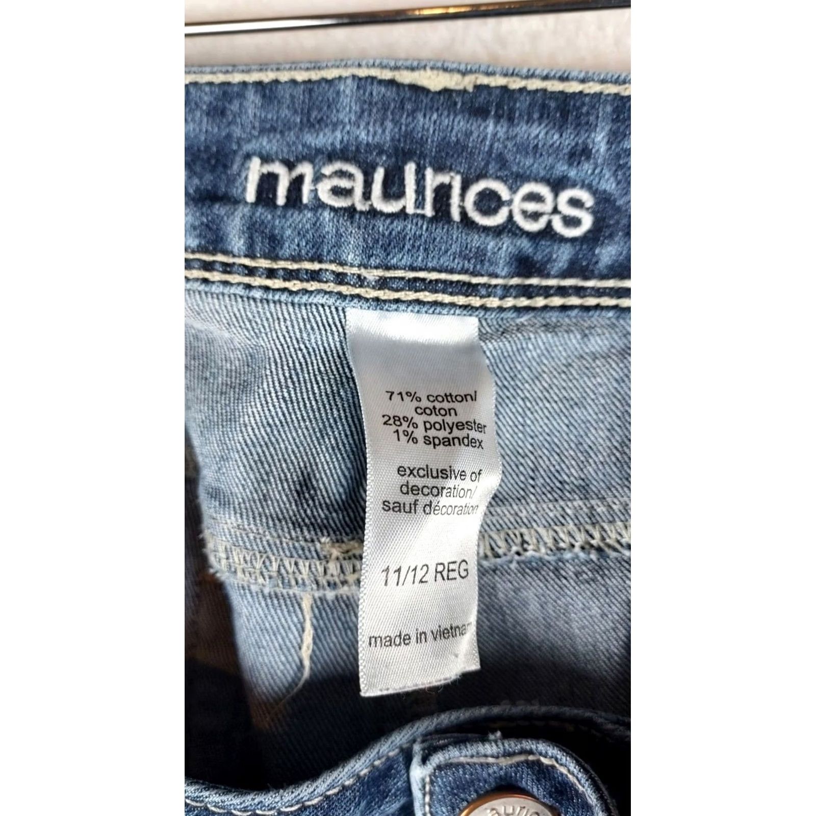 Vintage Maurices Jeans Women’s Regular Bootcut Denim 31In Inseam Medium Wash Blue 12 5-Pocket Stretch Zipper Button Size 34" / US 12 / IT 48 - 5 Thumbnail