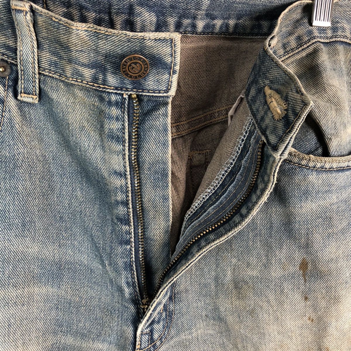 GL Hearth Blue patchwork Distressed Denim Pants #A2177