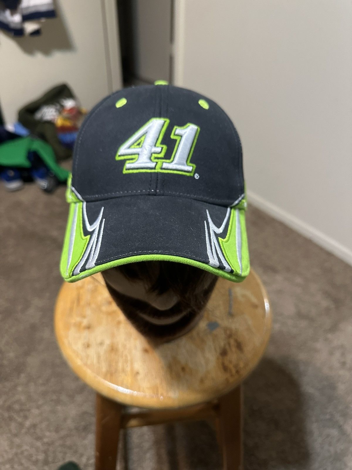 NASCAR Vintage NASCAR #41 “triple lime green” hat 00s Size ONE SIZE - 2 Thumbnail