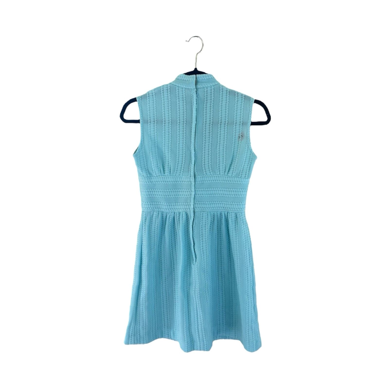 Vintage VINTAGE 60s High Neck Sleeveless Mini Dress Womens Small Deadstock NWOT Sky Blue 32" Long 16.5" Across Dress Mini Womens Size S / US 4 / IT 40 - 6 Thumbnail