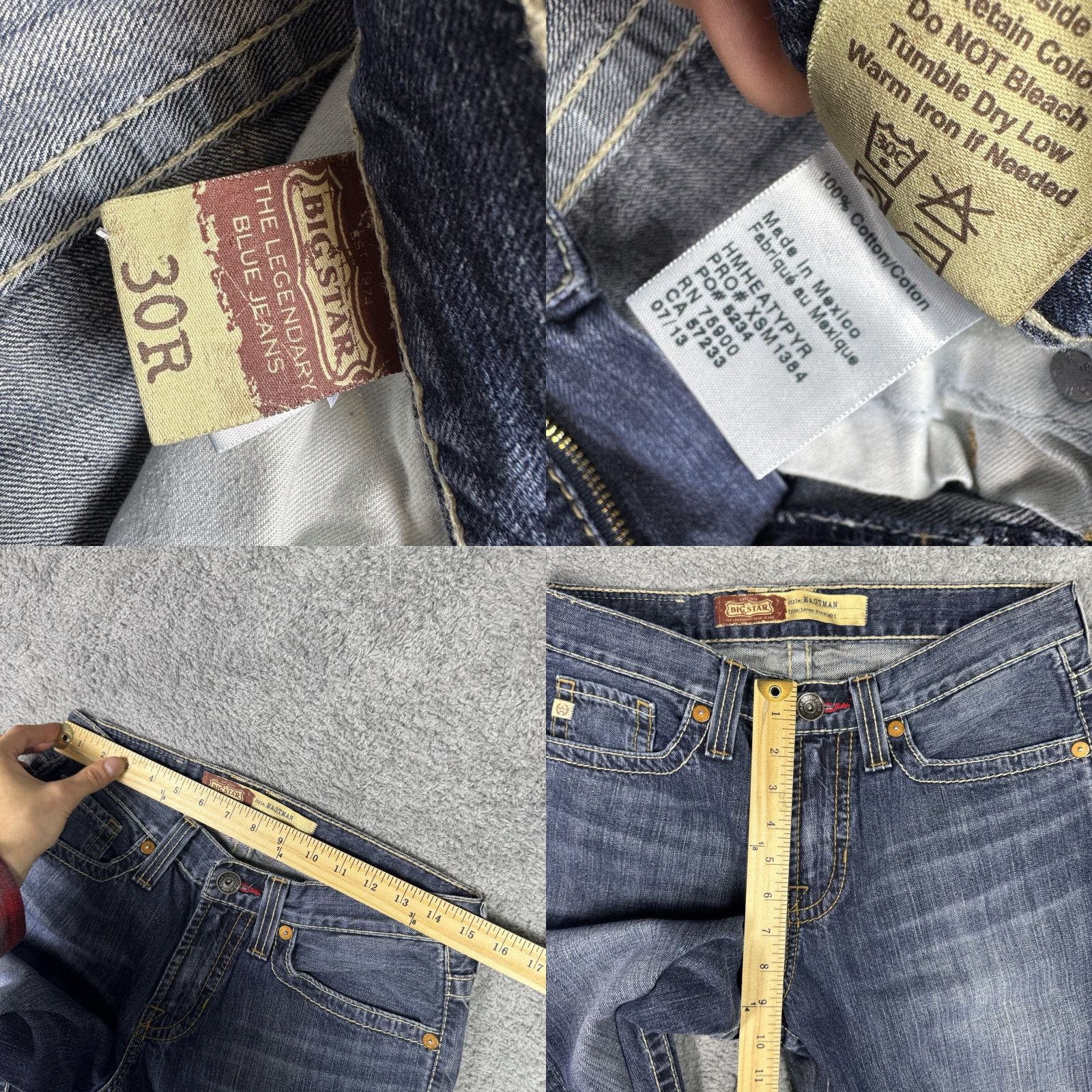 Vintage BIG STAR Jeans Mens 30x32 Eastman Blue Relaxed Straight Whisker Cowboy Western Jeans Size US 30 / EU 46 - 8 Thumbnail