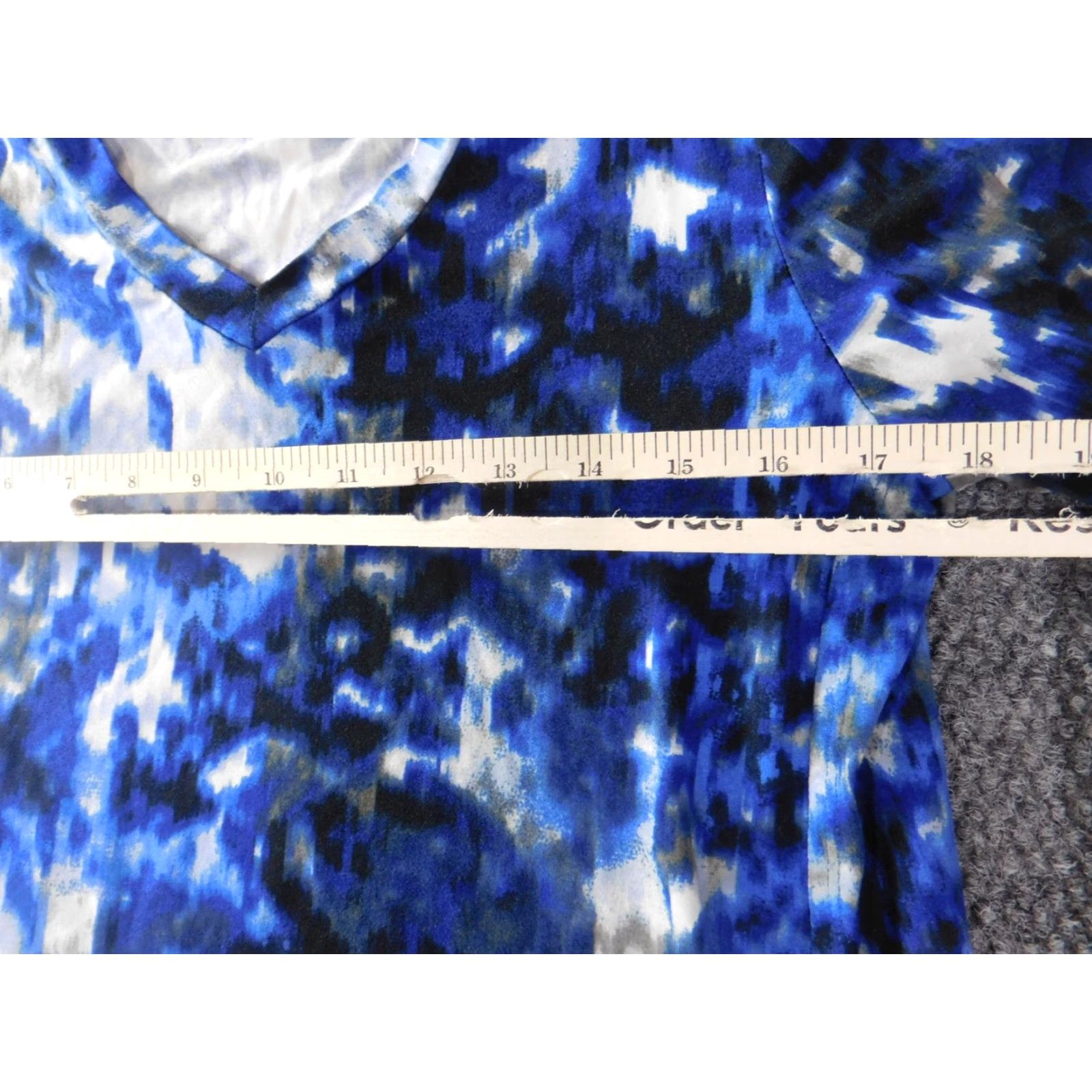 Vintage AB Studio Blouse Womens Medium blue floral stretch pullover top Size M / US 6-8 / IT 42-44 - 5 Thumbnail