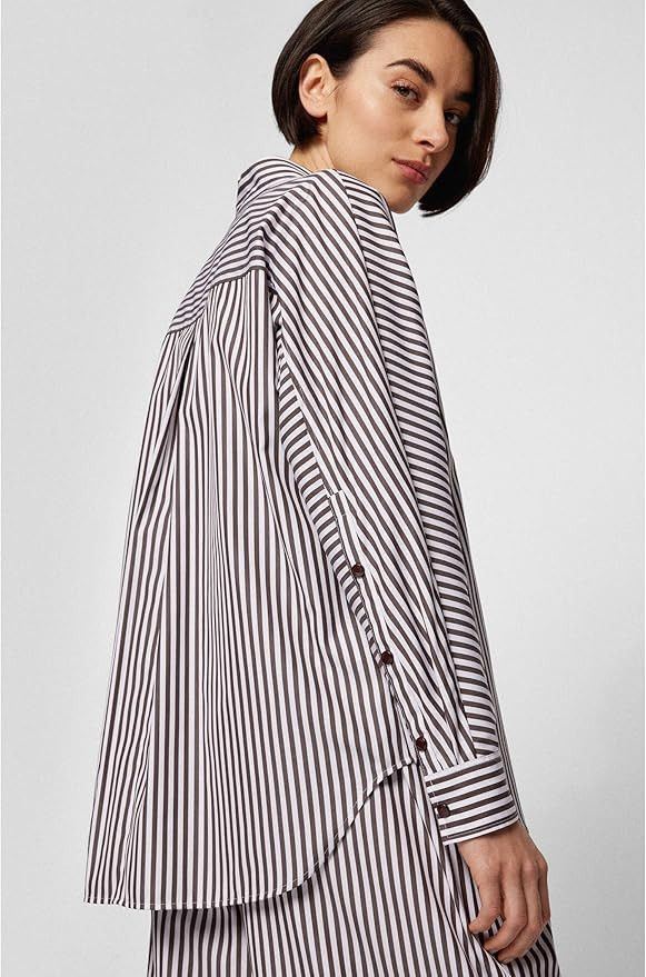 Hugo Boss BOSS Bastripa Relaxed-fit Blouse Striped Cotton Blend Size XL / US 12-14 / IT 48-50 - 3 Thumbnail