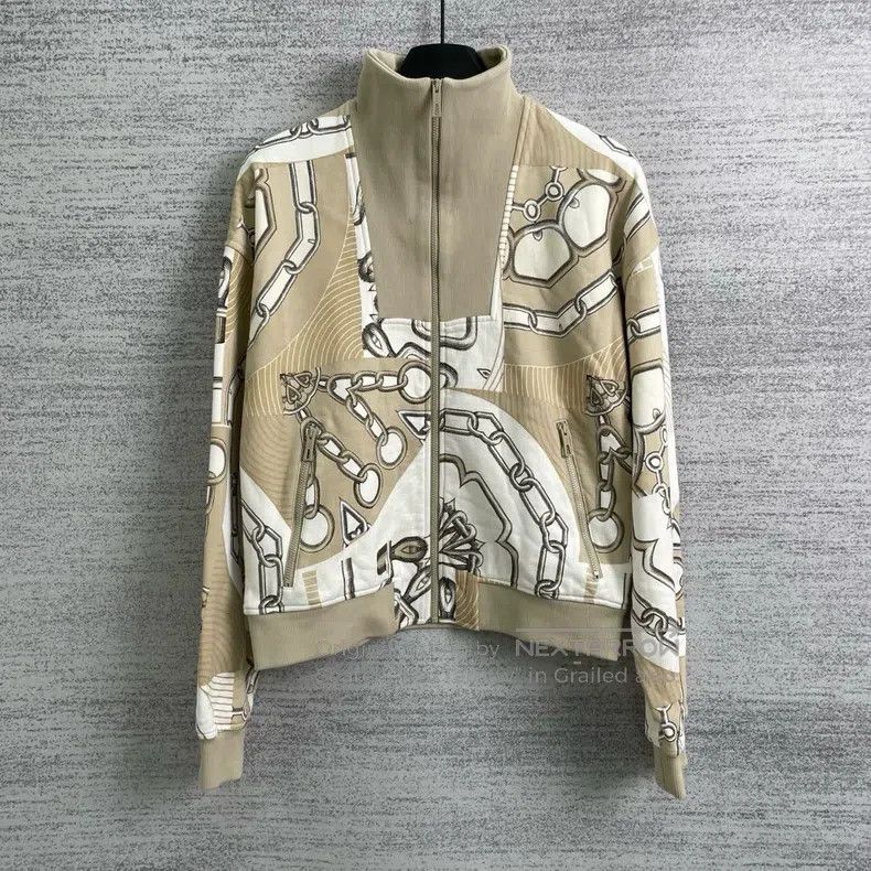 Hermes Hermes Pig Nose Chain Printed Stand Collar Jacket Size XS / US 0-2 / IT 36-38 - 1 Thumbnail
