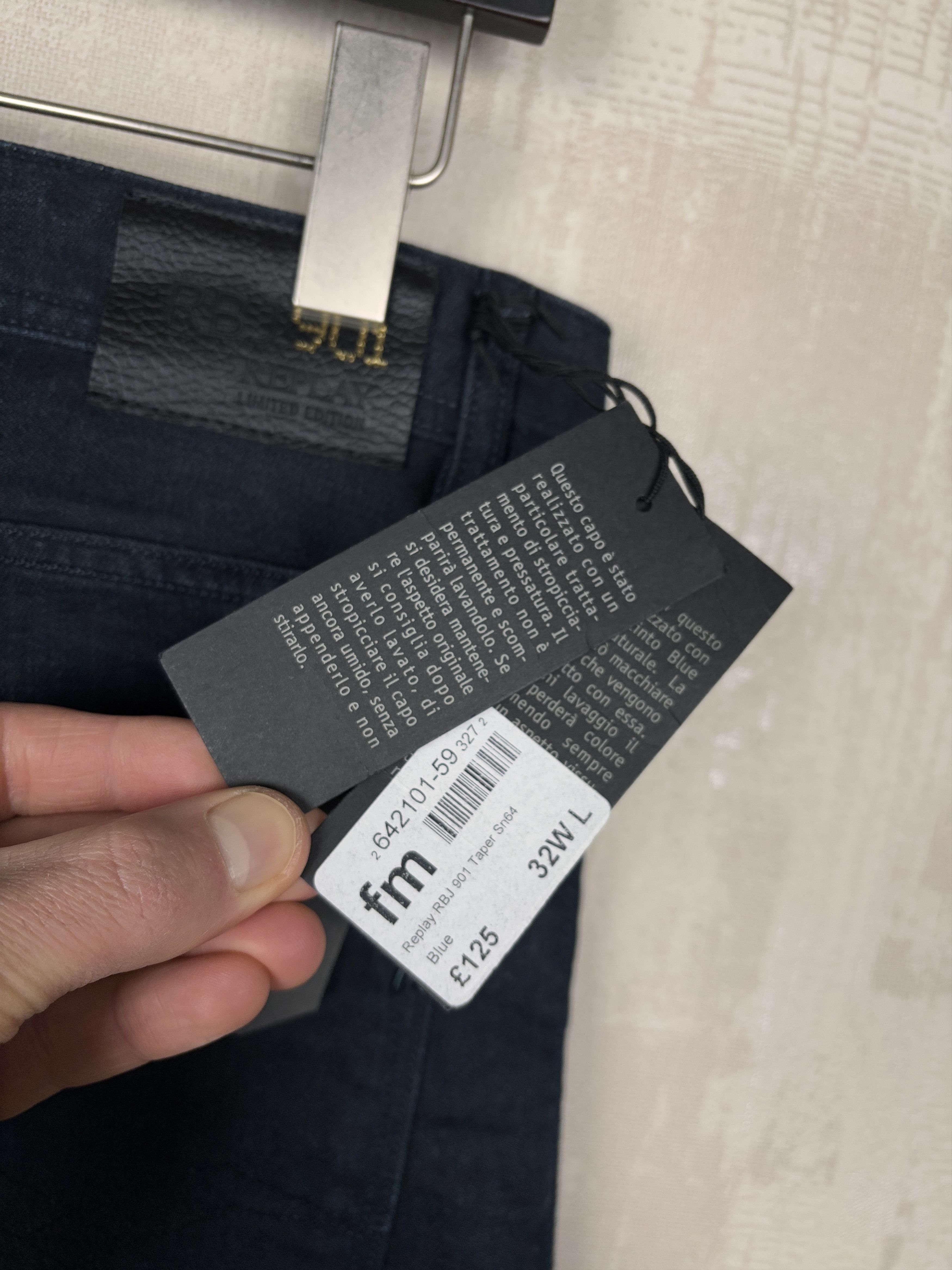 Replay Replay RBJ 901 Taper Jeans W 32 / L 34 Dark Blue RRP £ 125 Size US 32 / EU 48 - 7 Thumbnail