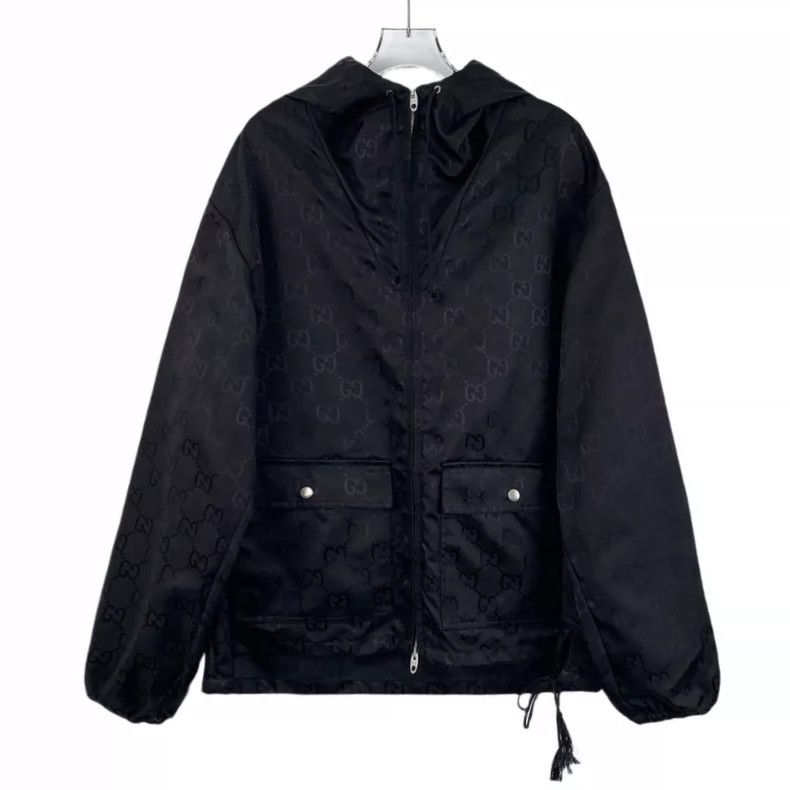 Gucci Gucci Black logo dark pattern full print hooded zipper long Size US S / EU 44-46 / 1 - 1 Thumbnail