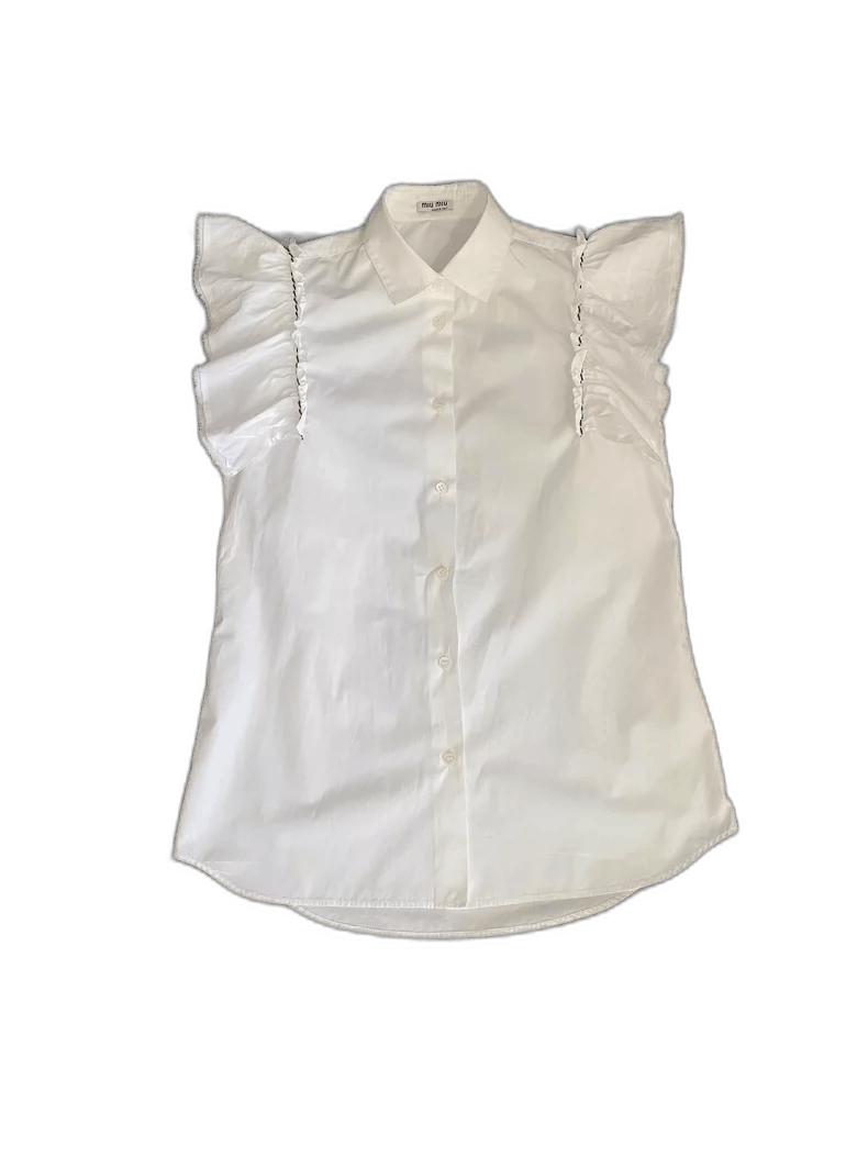 Prada Miu Miu Women's Casual Short Sleeve Shirt -2505 Size M / US 6-8 / IT 42-44 - 1 Thumbnail
