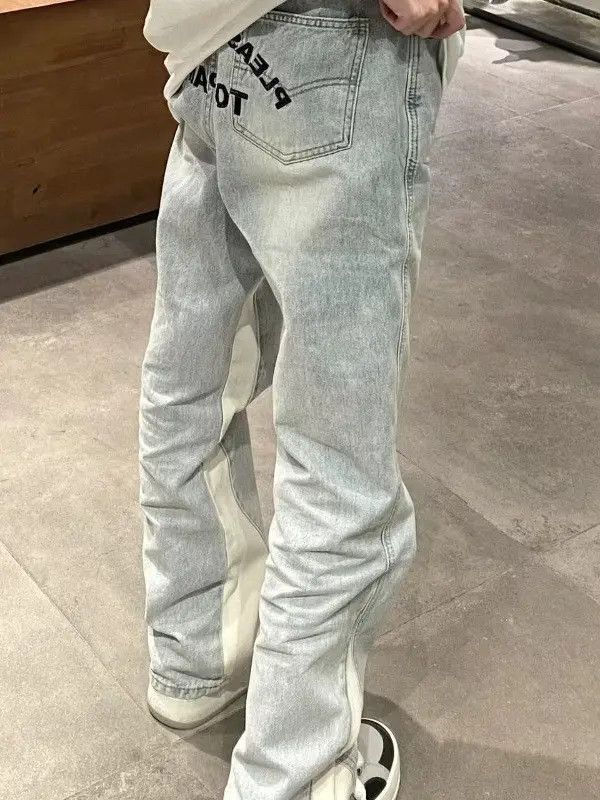Japanese Brand Retro loose light colored micro flared jeans Size US 30 / EU 46 - 6 Thumbnail