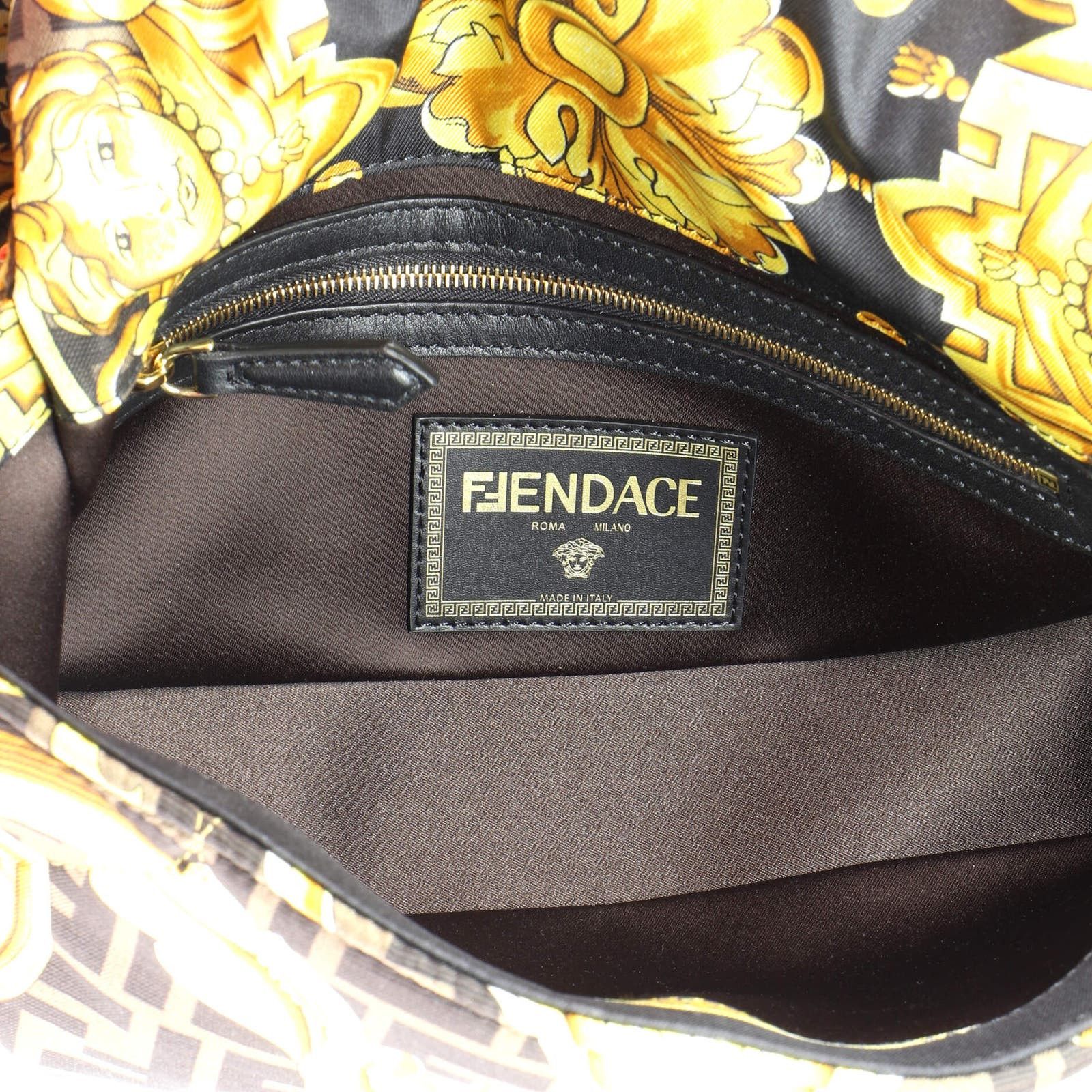 x Versace Fendace Baguette NM Bag Quilted Printed Silk