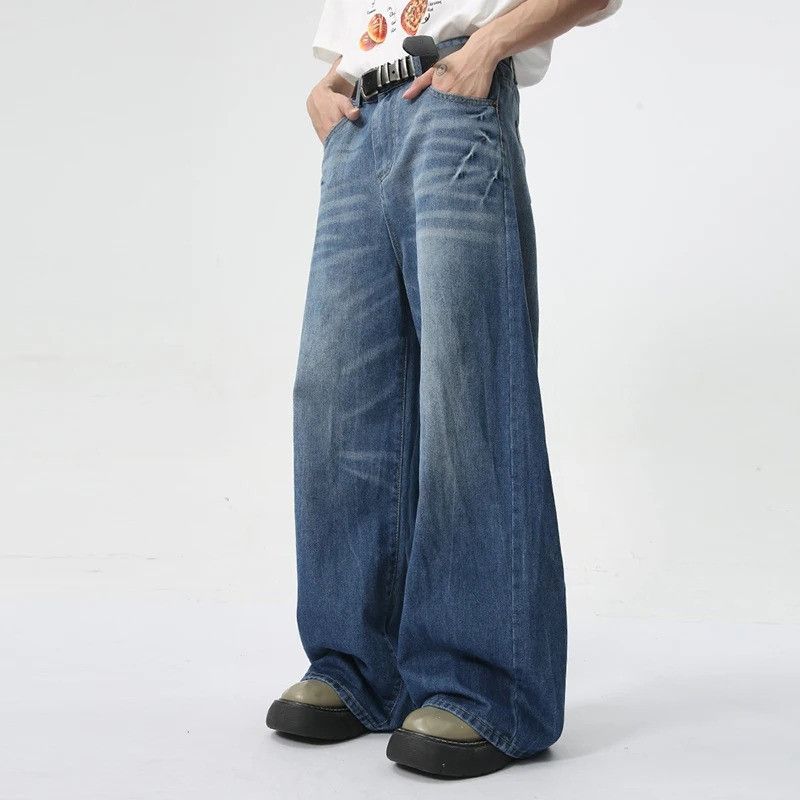 Jean American Style Pattern Washed Straight Loose Wide Leg jeans Size US 32 / EU 48 - 3 Thumbnail