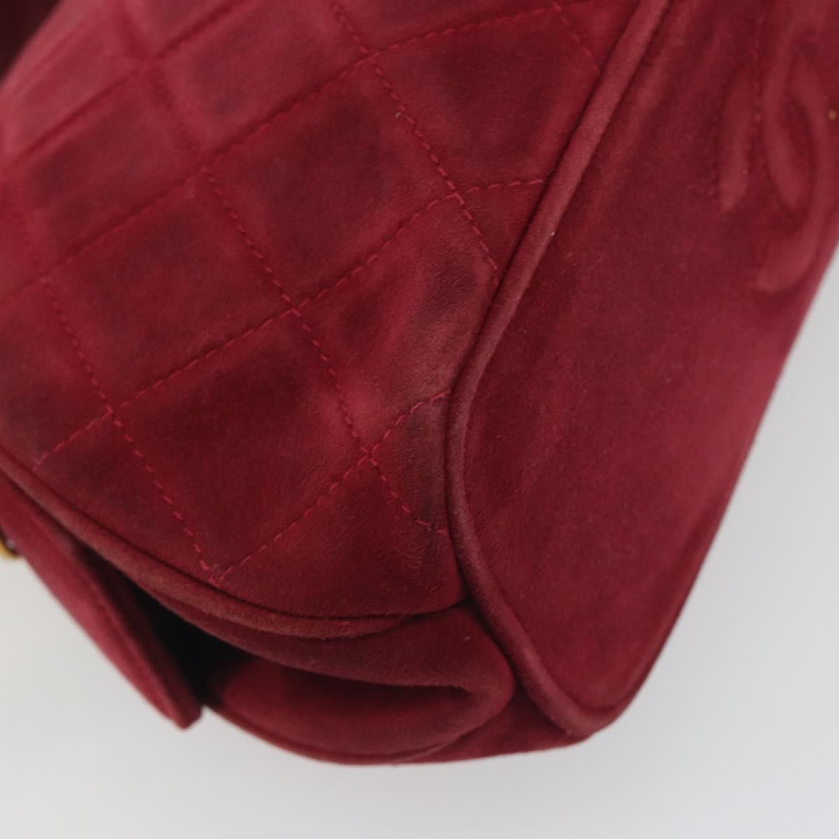 Chanel CHANEL Matelasse Hand Bag Suede Red Gold CC Auth 197450A - Size ONE SIZE - 16 Thumbnail
