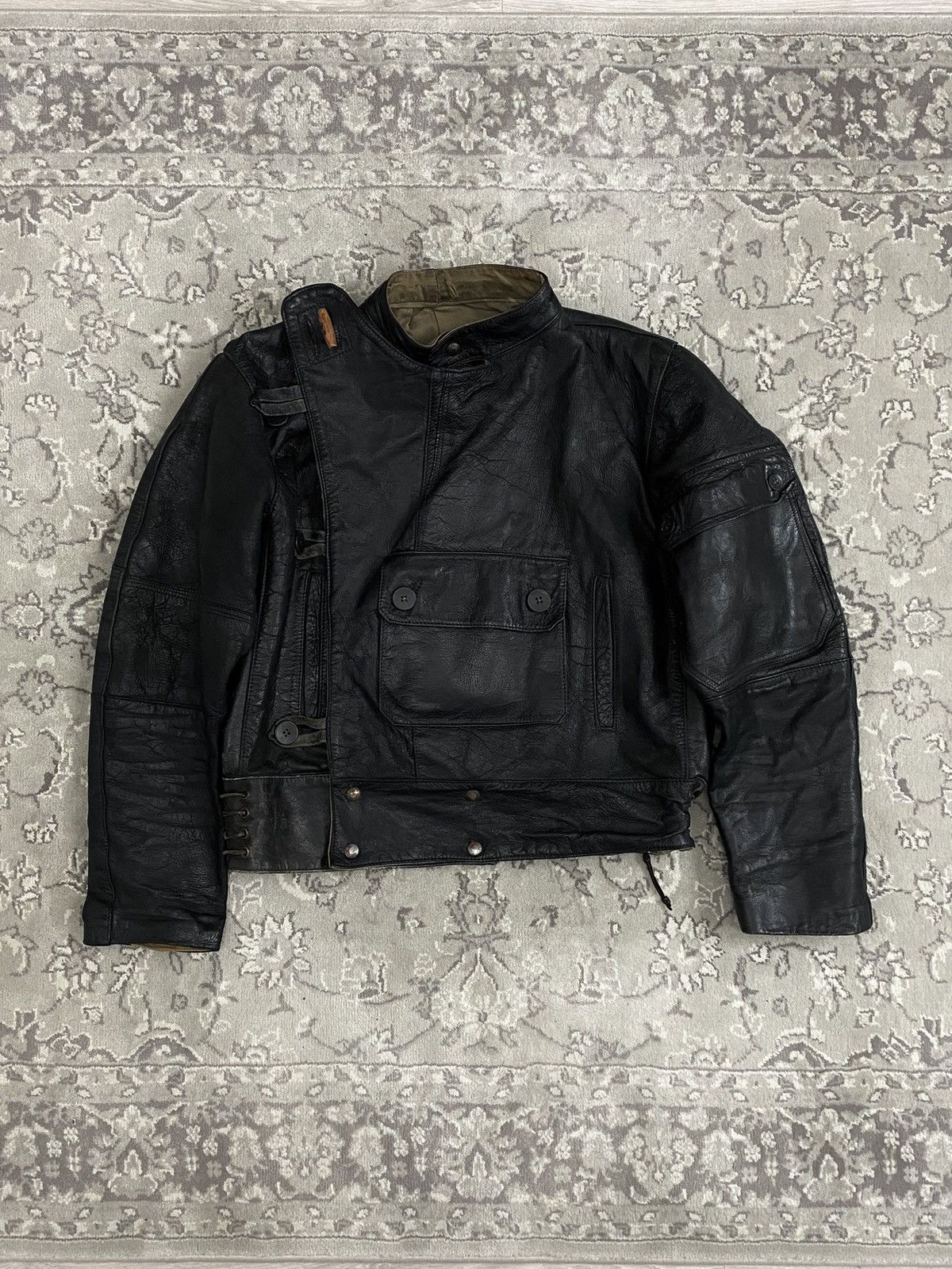 1940s 40s Swedish Army Motorcycle Leather Jacket Orebro