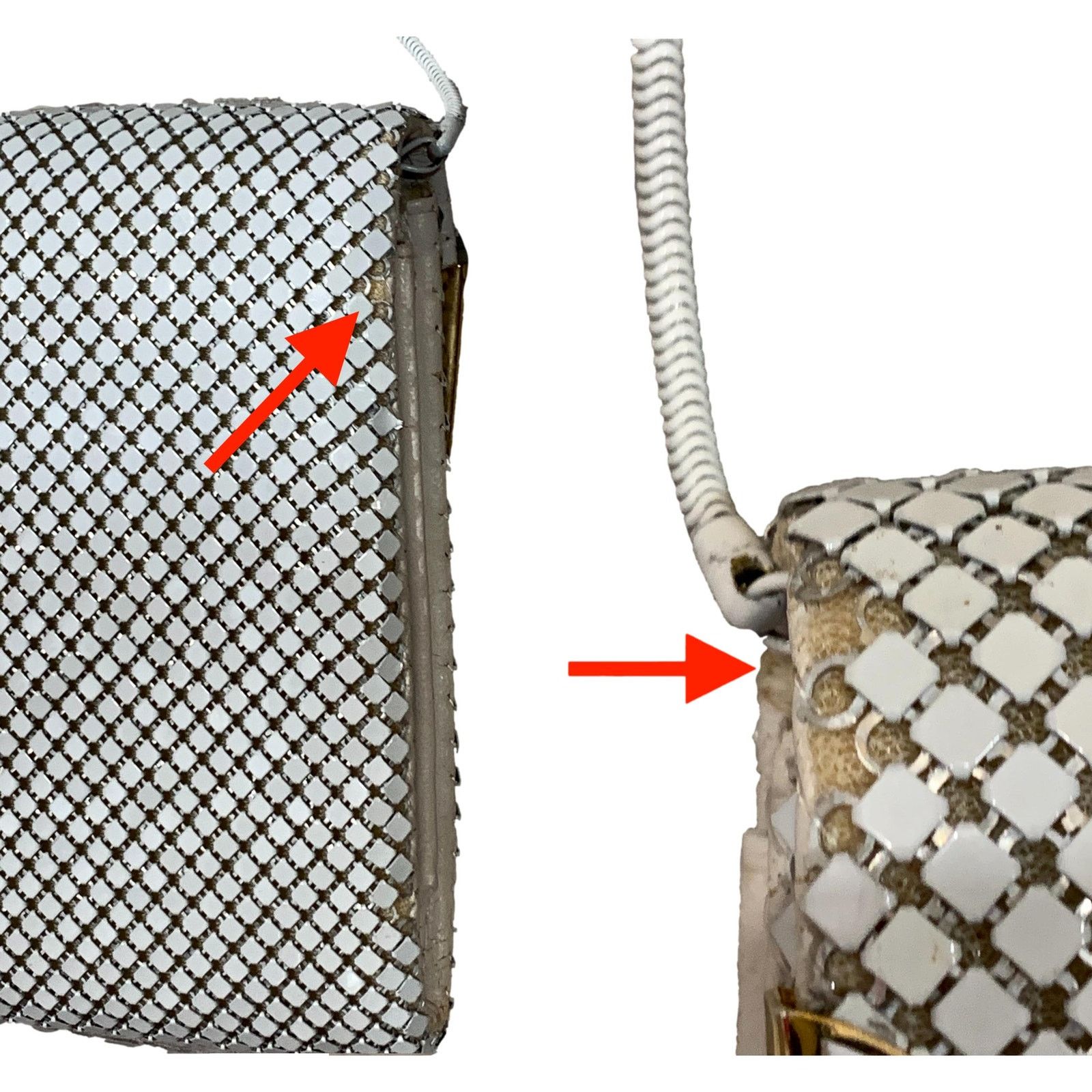 Vintage Vintage 70s White Metal Mesh Shoulder Bag | Clutch Size ONE SIZE - 9 Thumbnail