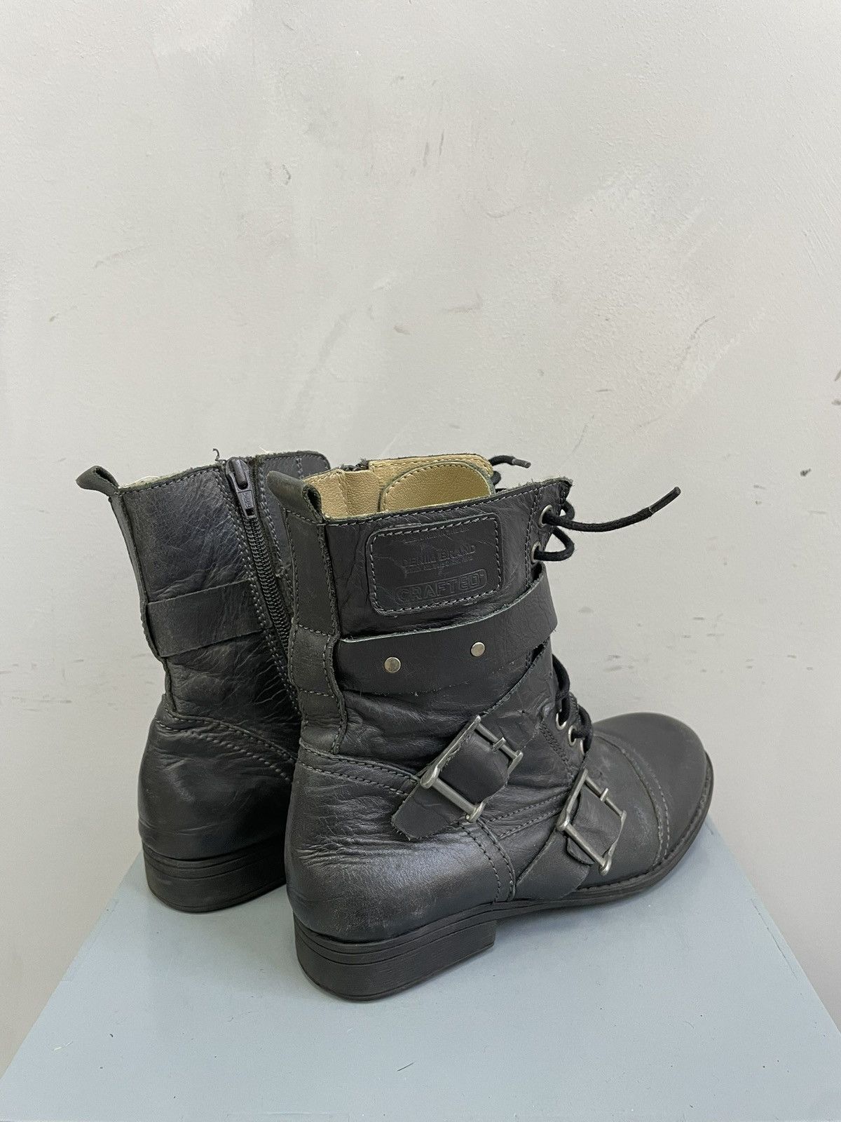Hedi Slimane Vintage Moto Ankle Black Leather Boots A.S. 98 style 90s Size US 7.5 / IT 37.5 - 5 Thumbnail