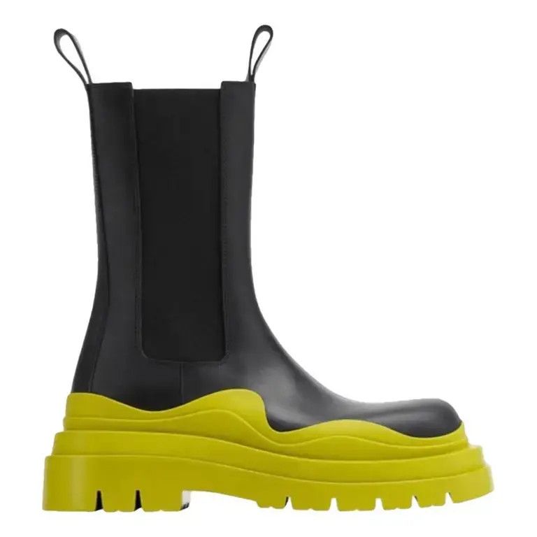 Bottega Veneta o1w1db10225 Tire Chelsea Boots in Black/Yellow Size US 6 / IT 36 - 1 Thumbnail