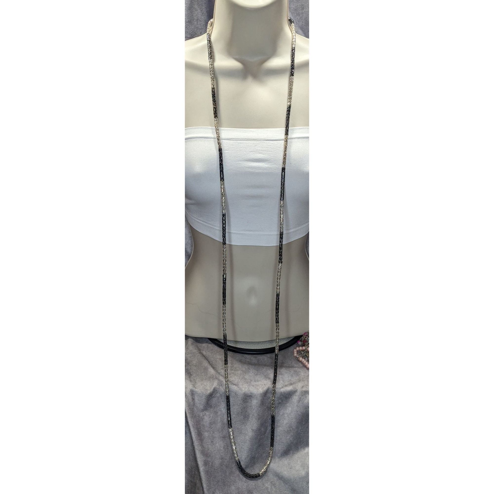 Alfani Alfani Modern Tube Chain NecklaceBlack & Silver-Tones Size ONE SIZE - 3 Thumbnail