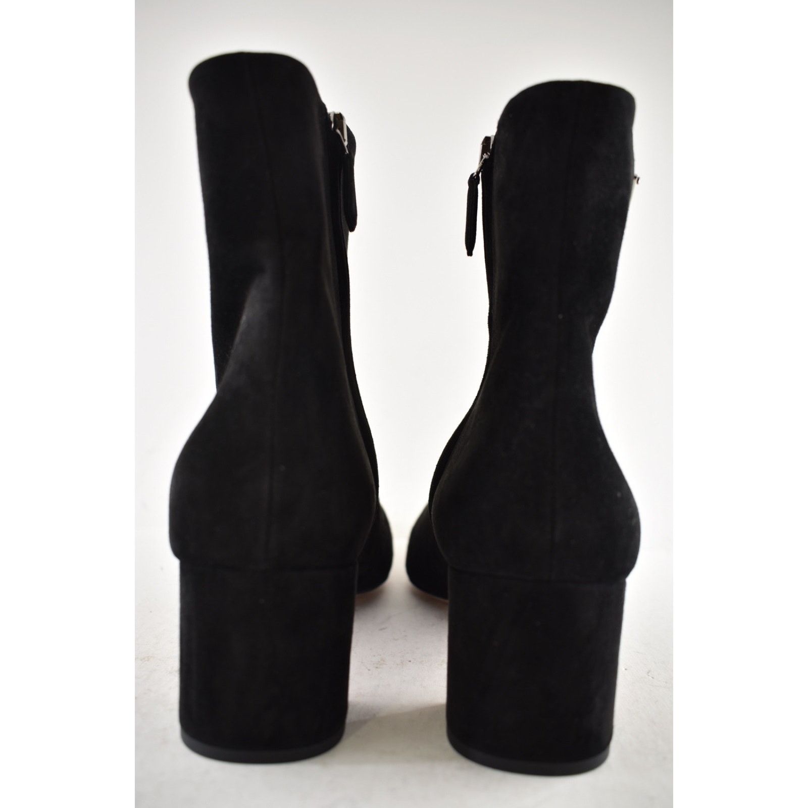 Prada Prada 55MM Tronch Black Suede Silver Logo Short Ankle Size US 8.5 / IT 38.5 - 10 Thumbnail