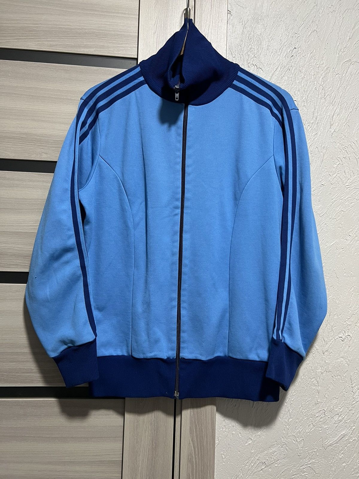 VINTAGE 70S ADIDAS WEST GERMANY BLUE ZIP SWEATSHIRT RARE Y2K
