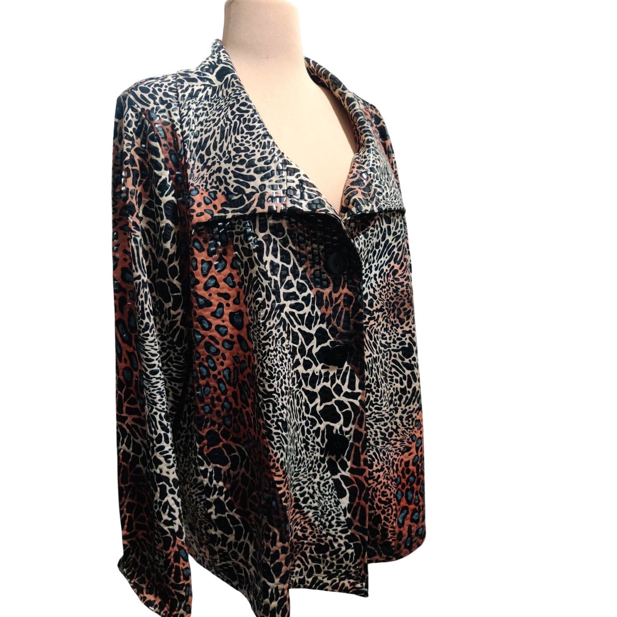 Vintage Vintage Simonton Says XL Y2K Glossy Textured Animal Print St Size XL / US 12-14 / IT 48-50 - 2 Thumbnail