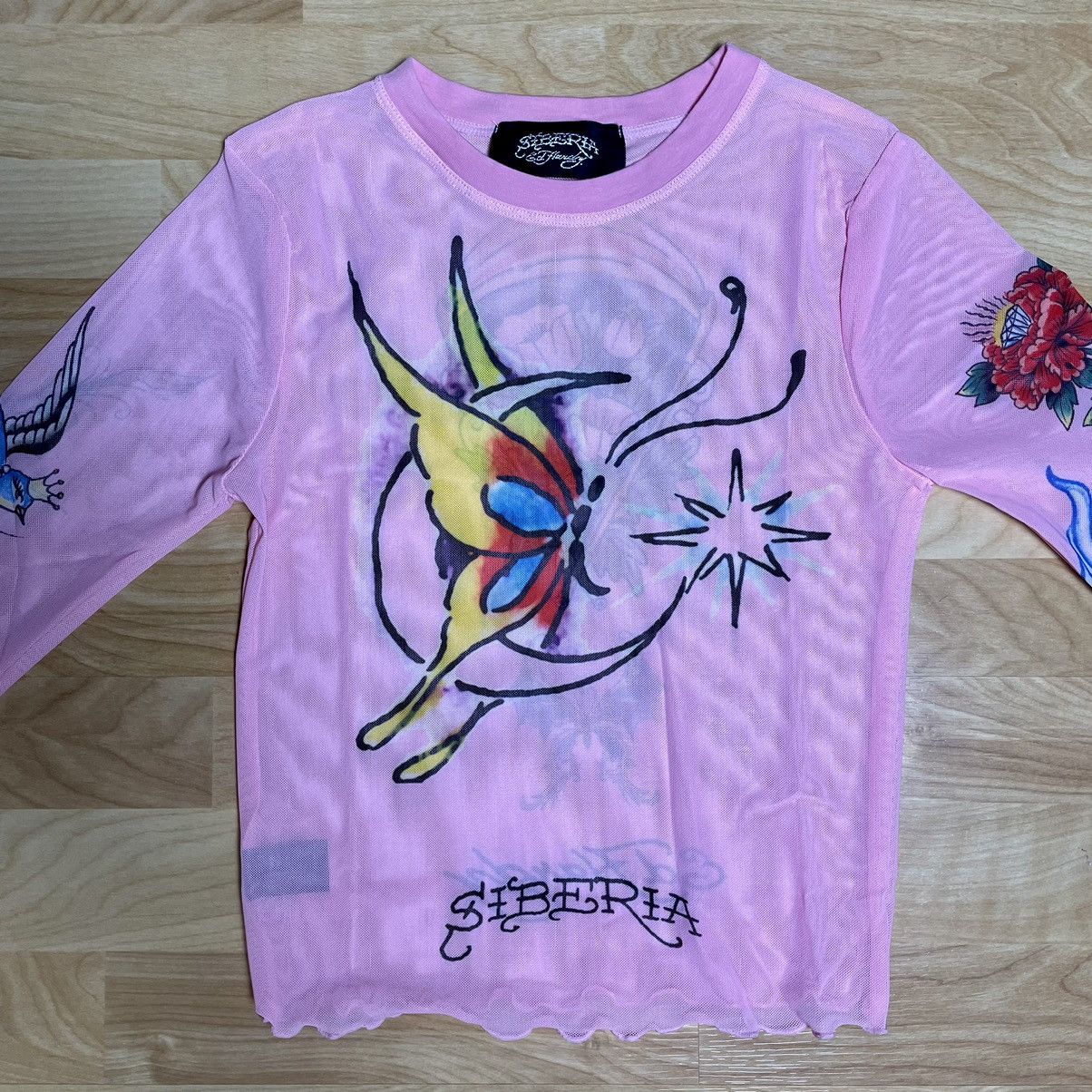 Ed Hardy × Siberia Hills Ed Hardy X Siberia Hills Women's Mesh Pink Shirt Top Size S / US 4 / IT 40 - 2 Thumbnail