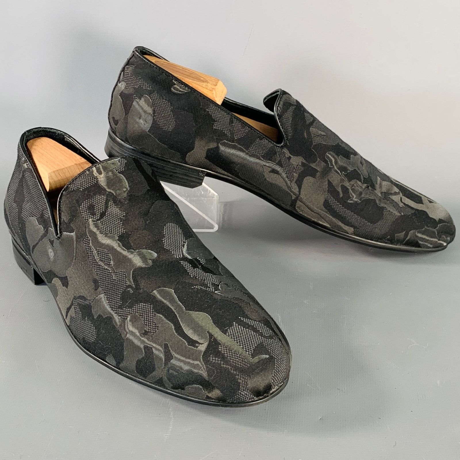 Jimmy Choo JIMMY CHOO Black Camouflage Figures Canvas Slip On Loafers Size US 8 / EU 41 - 1 Thumbnail