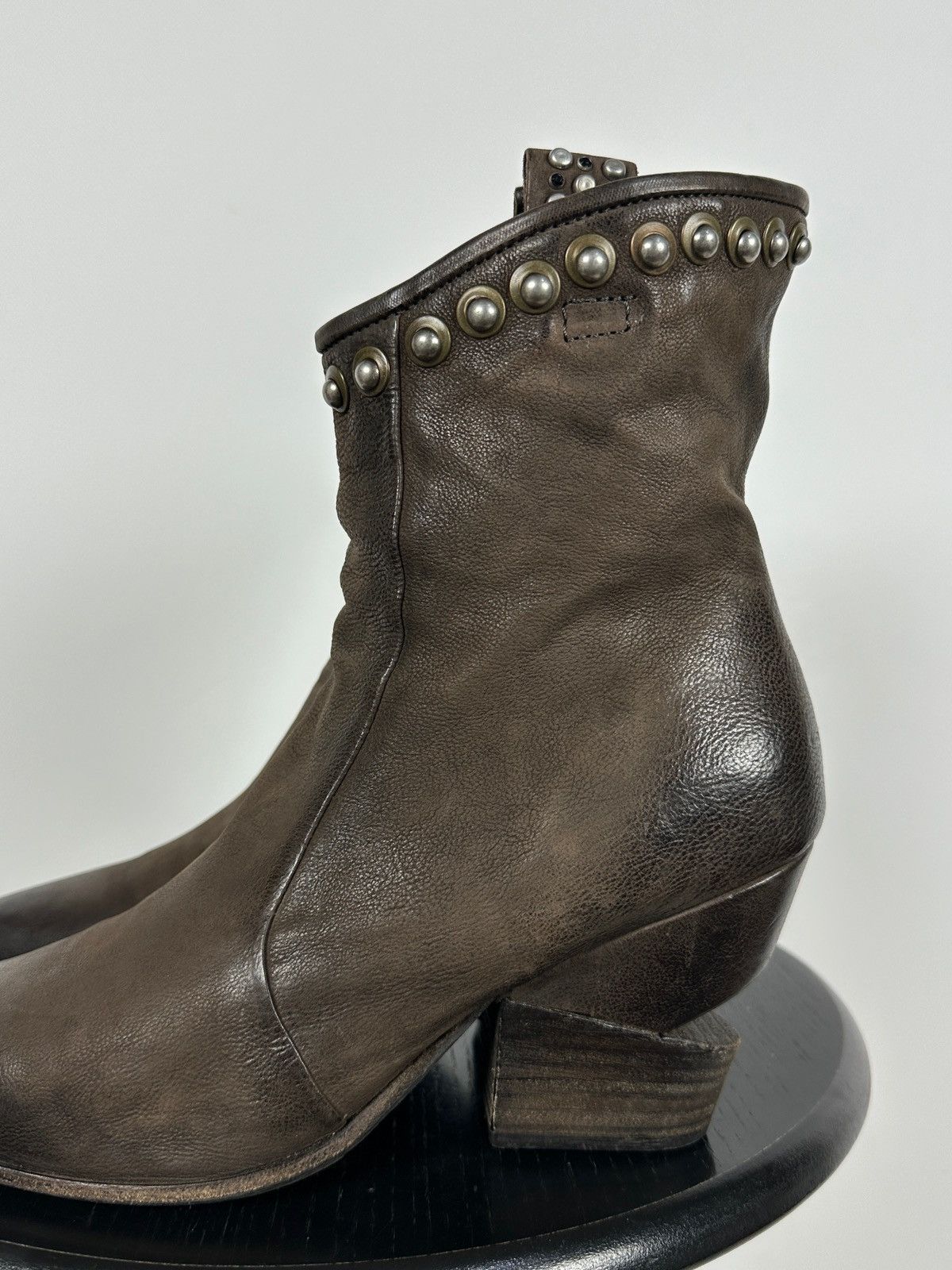 A.S.98 A.S.98. Brown Leather Biker Zip Studded Ankle Boots Size US 8 / IT 38 - 13 Thumbnail