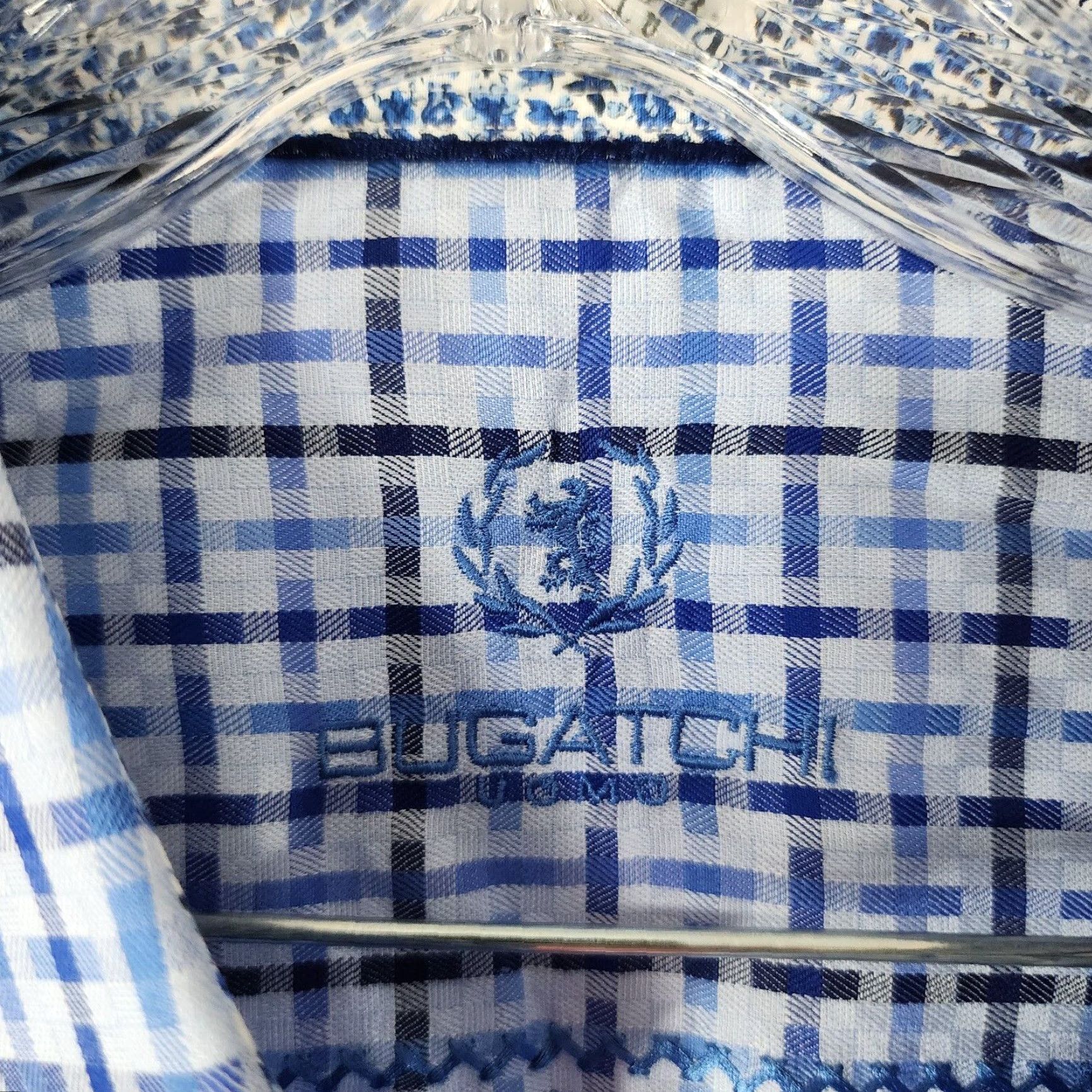 BUGATCHI Bugatchi Uomo Mens Long Sleeve Dress Shirt Blue XL Size 46R - 4 Thumbnail