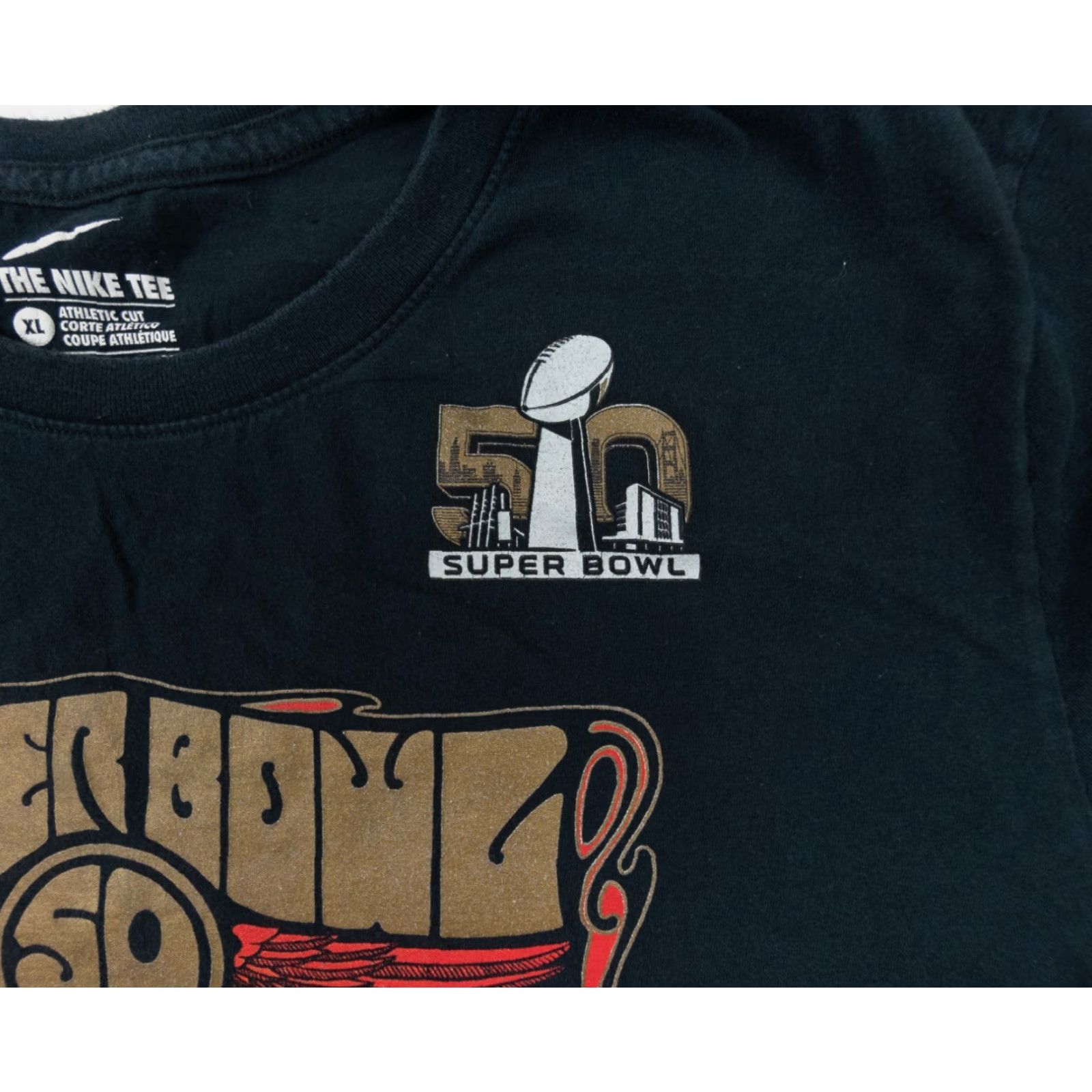 Nike Nike NFL Super Bowl 50 SF Bay Area T-shirt Adult XL Black Athletic Cut Crew Neck Short Sleeve Football Logo Tee Mens Size US XL / EU 56 / 4 - 3 Thumbnail