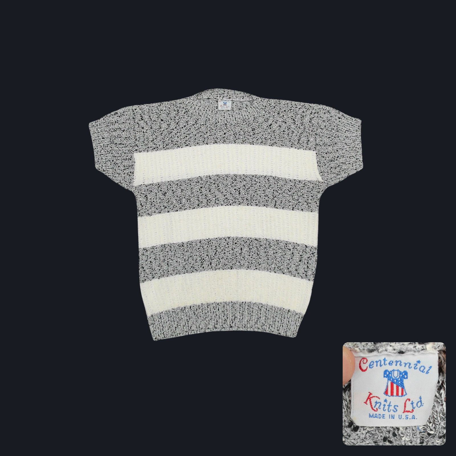 Vintage Vintage 80s Oversized Batwing Striped Knit Sweater Size XL / US 12-14 / IT 48-50 - 1 Thumbnail