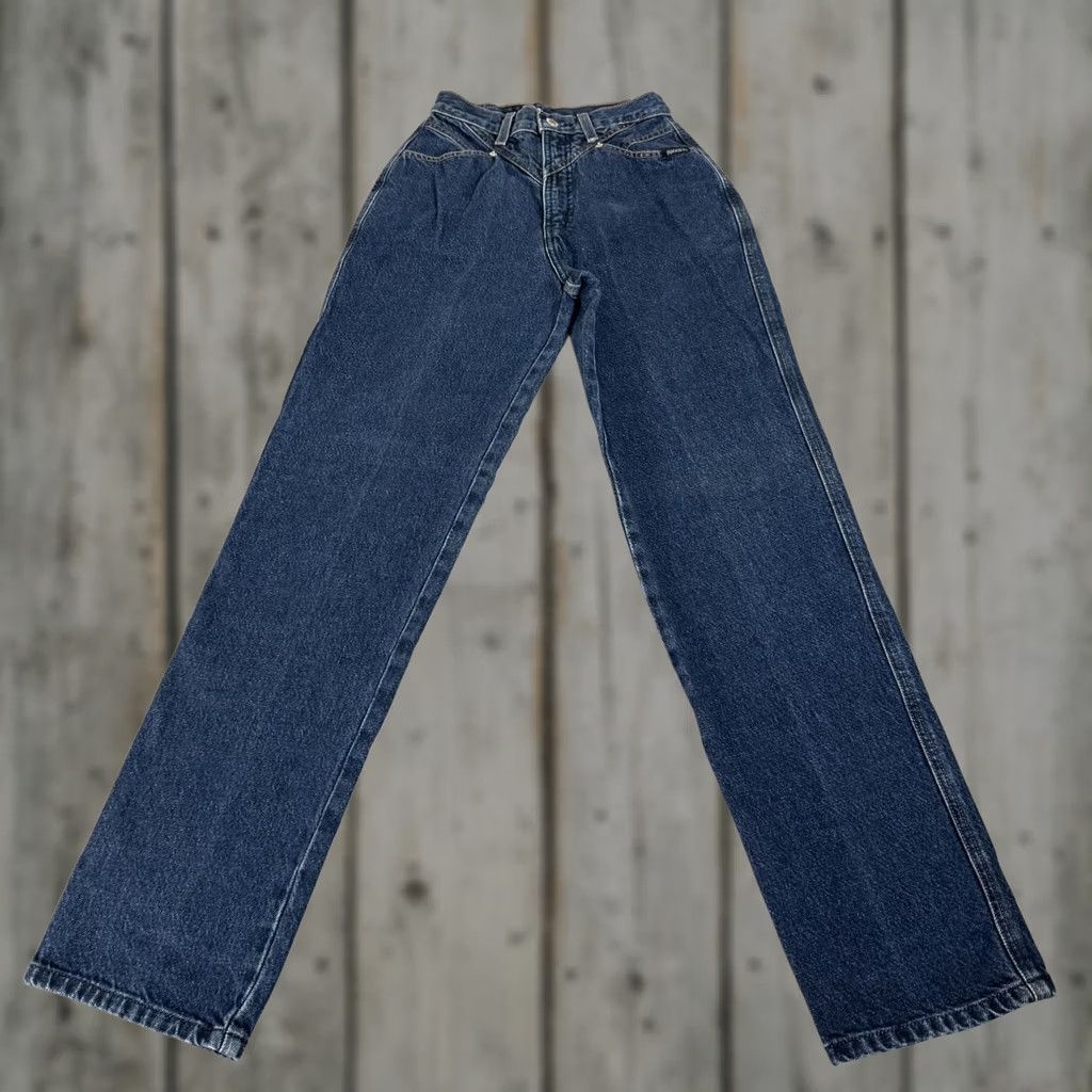 Vintage Rocky Mountain Jeans Womens 6 Blue Bare Back Slim Fit Denim Pants Western 90s Size 28" / US 6 / IT 42 - 1 Thumbnail