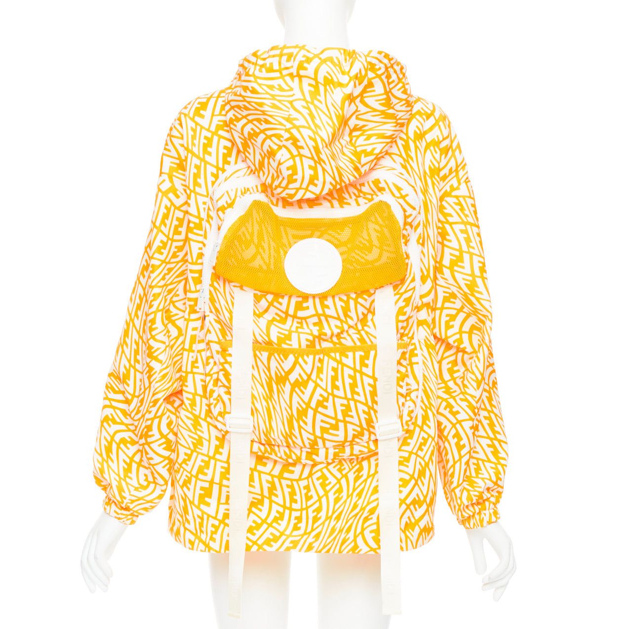 Fendi FENDI Vertigo Reversible yellow white swirl logo print hooded windbreaker S Size M / US 6-8 / IT 42-44 - 1 Thumbnail