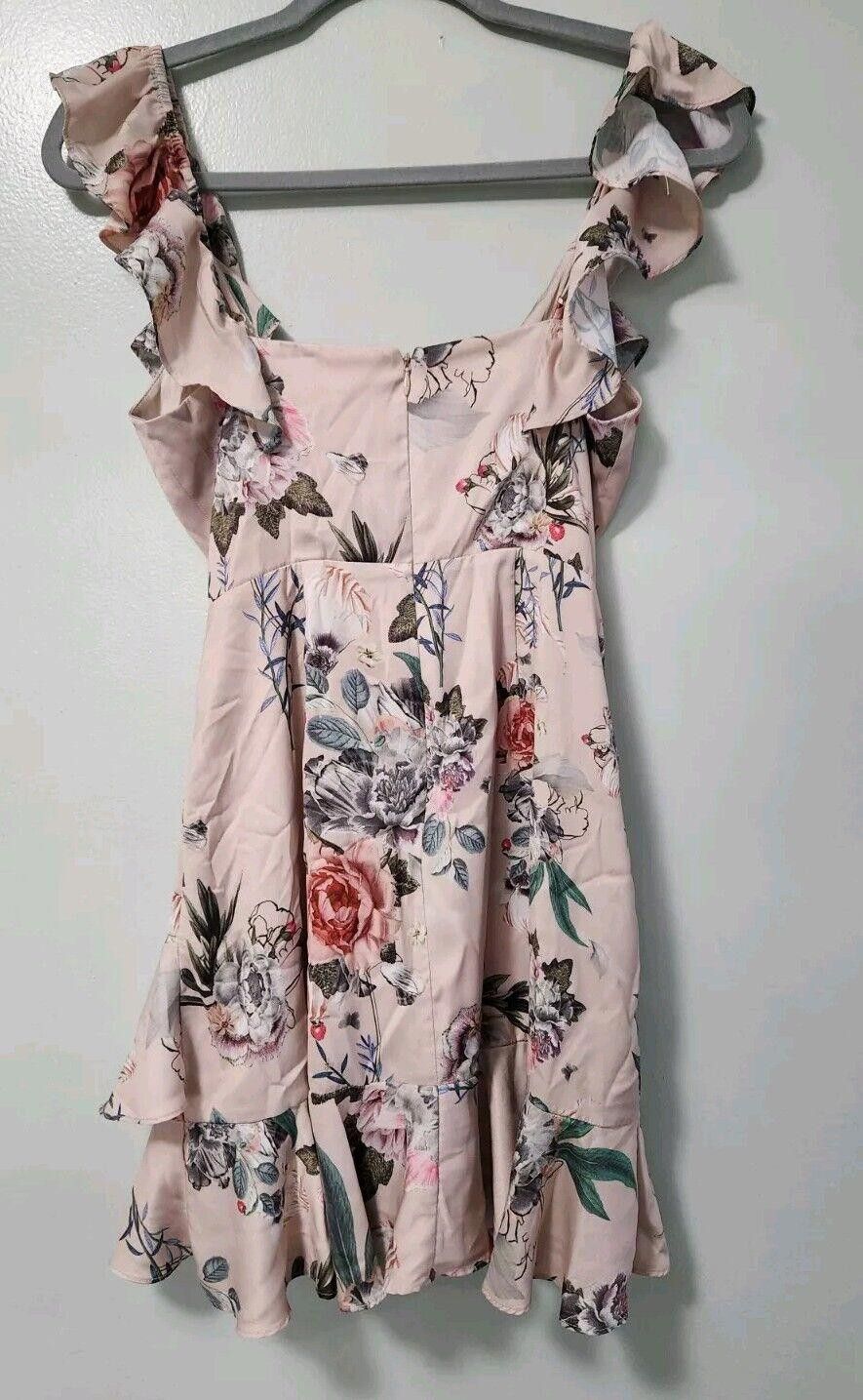 Designer Majorelle Dress Small Floral Silky Sweetheart Flutter Sleeve Size S / US 4 / IT 40 - 2 Thumbnail