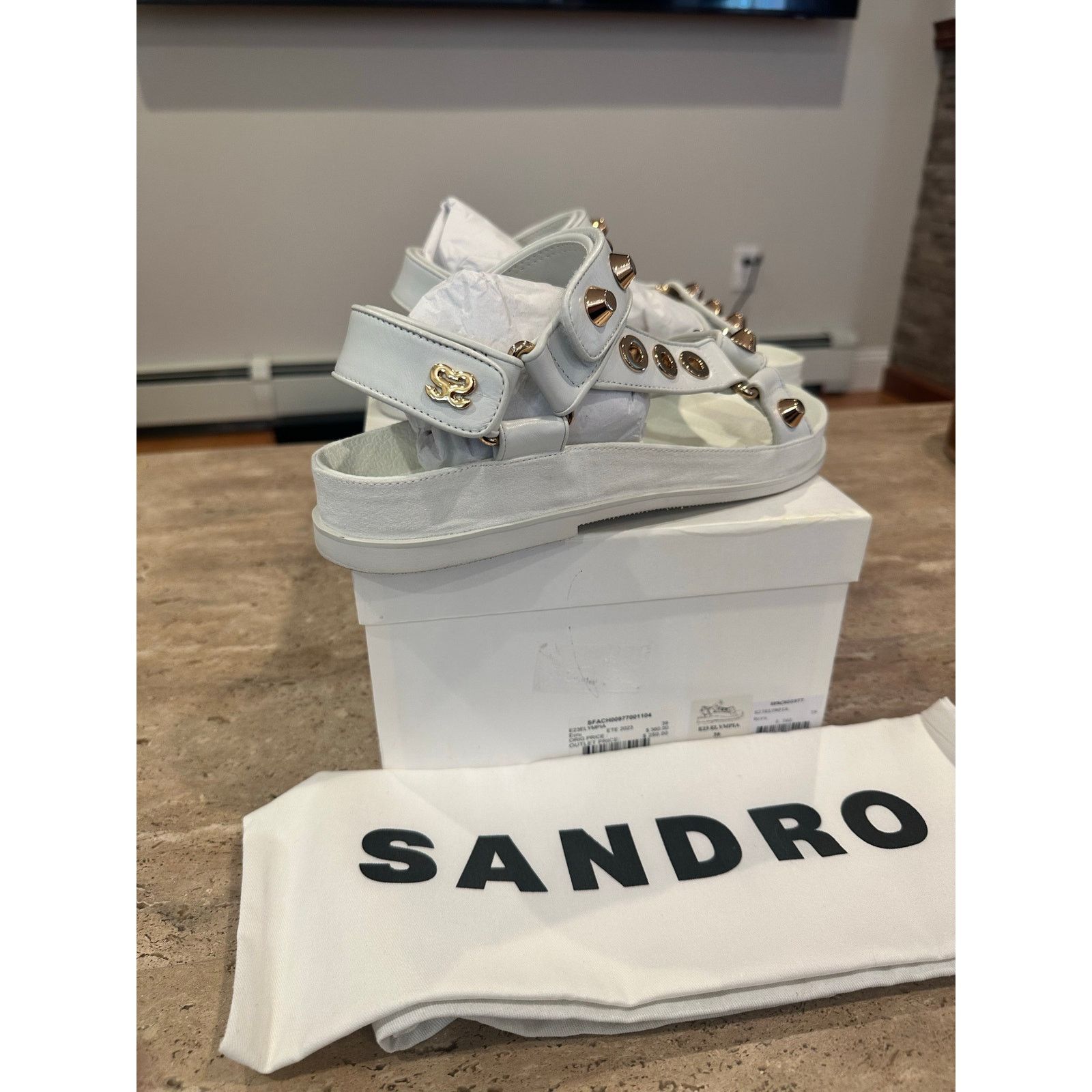 Sandro NEW Sandro Embellished Elympia leather sandals White 36/ 5.5 Size US 5.5 / IT 35.5 - 6 Thumbnail
