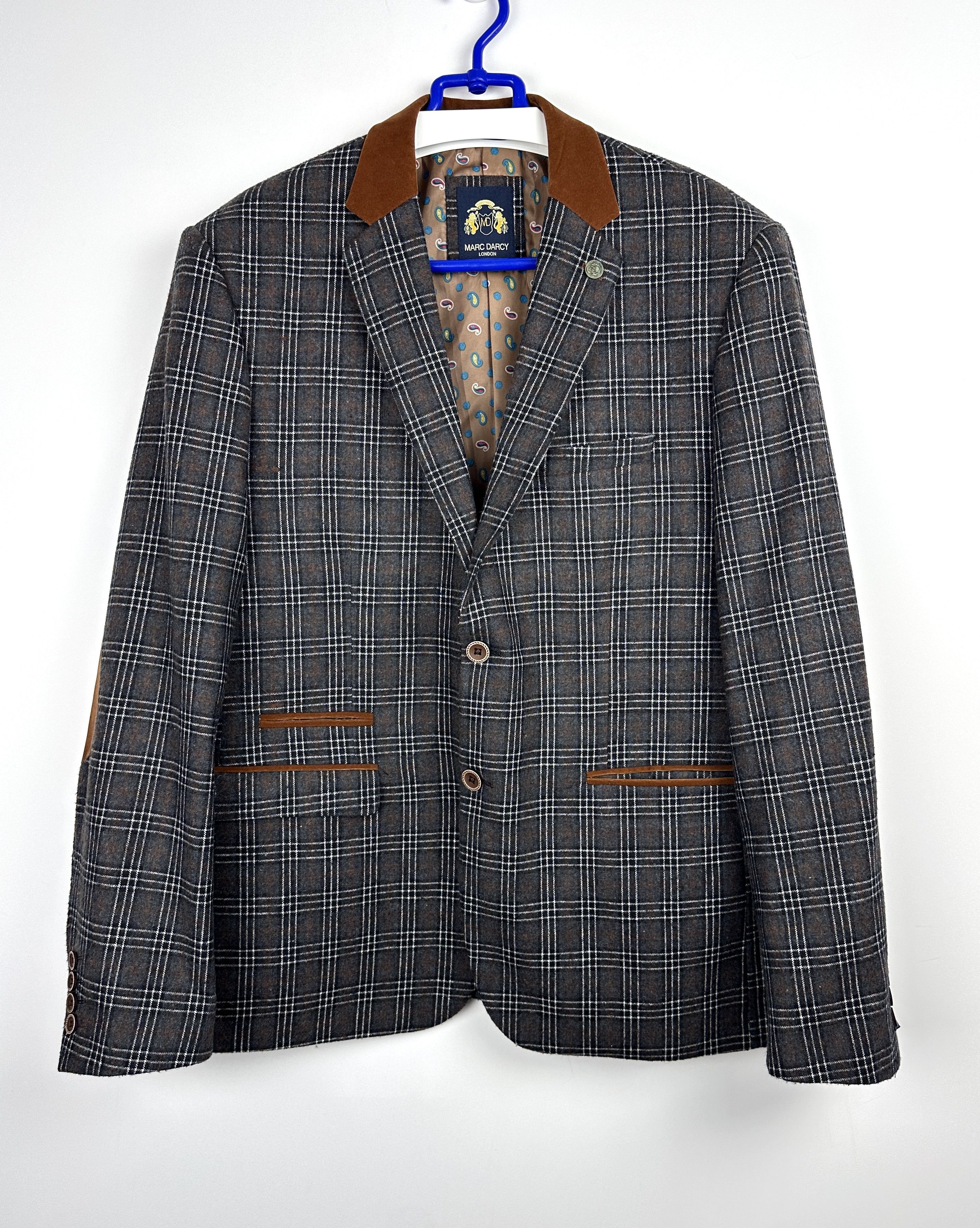 Vintage Marc Darcy woolen tweed checked men blazer jacket Size 48R - 1 Thumbnail