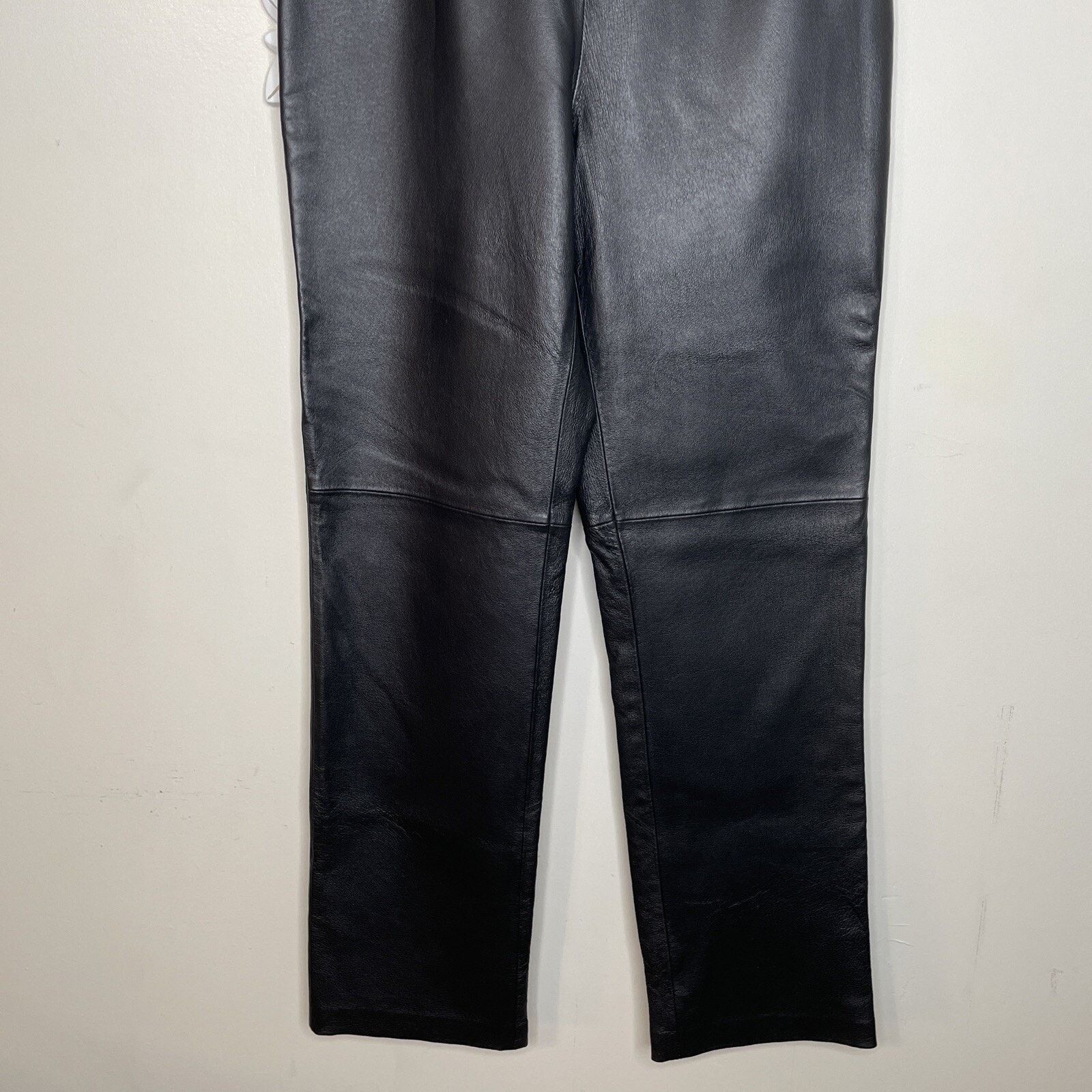 Other CLIO Leather Pants 8 Side Zip & Button Polyester Lined BLACK Size 30" / US 8 / IT 44 - 5 Thumbnail