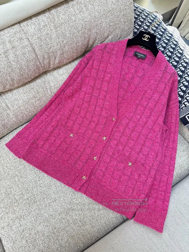 Chanel Chanel Knitted waffle cardigan jacket Size M / US 6-8 / IT 42-44 - 2 Thumbnail