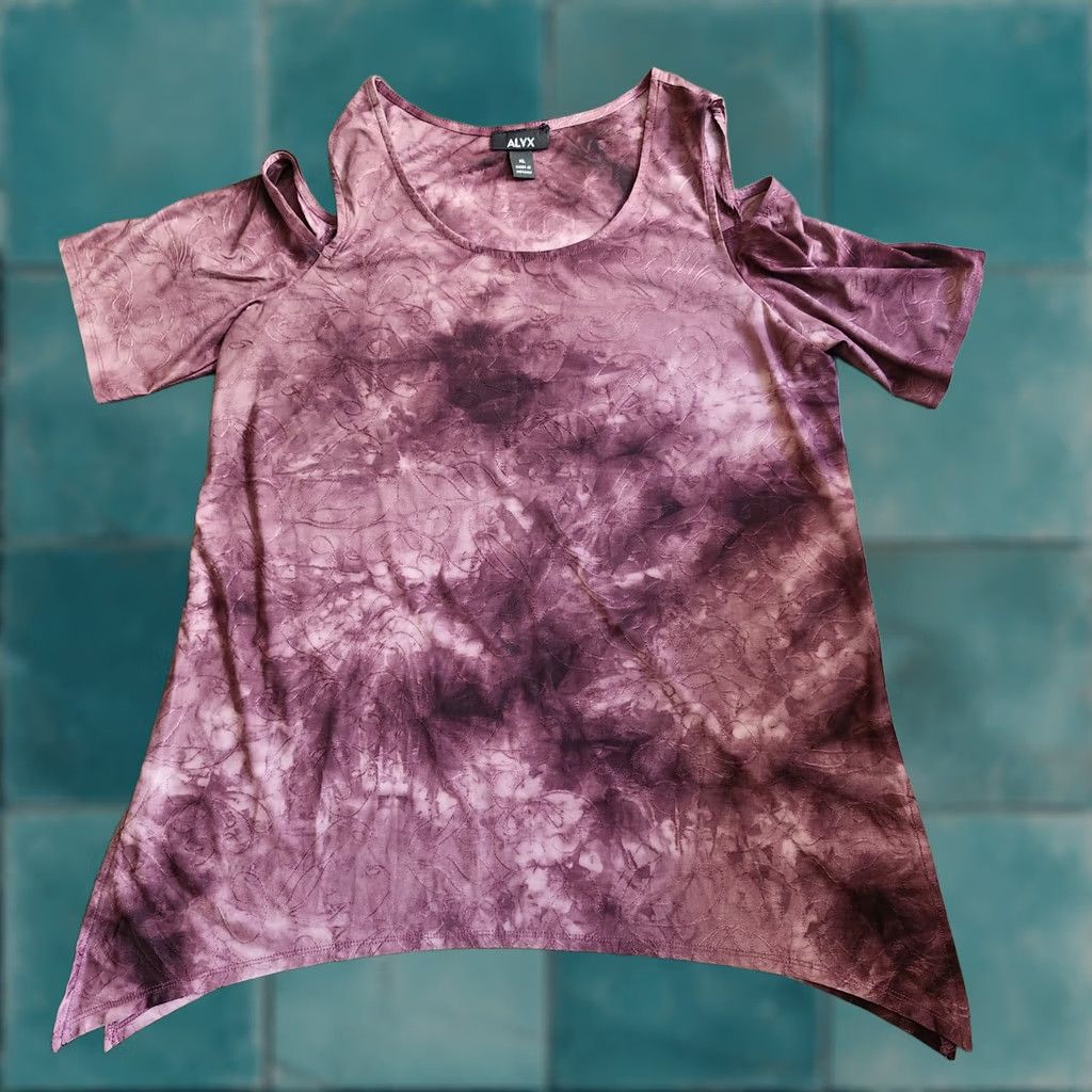 Alyx VINTAGE? (no) ALYX Blouse Women's Short Sleeve Purple Tie Dye Floral Pullover XL Casual Everyday Spring Summer Fall Womens Size XL / US 12-14 / IT 48-50 - 1 Thumbnail