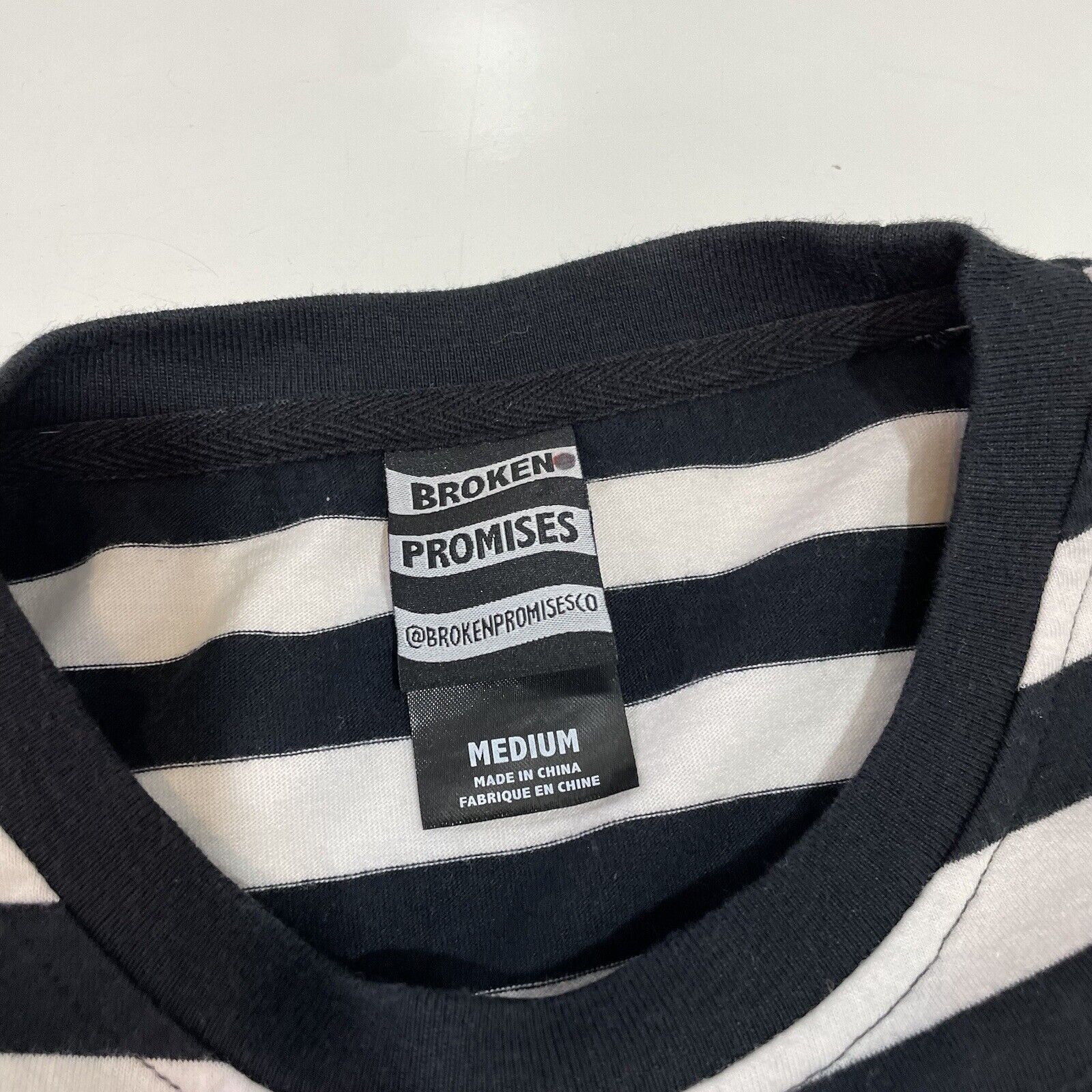 Broken Promises Co. Broken Promises Mens T-shirt Purple Rose Black/White Striped Size US M / EU 48-50 / 2 - 4 Thumbnail