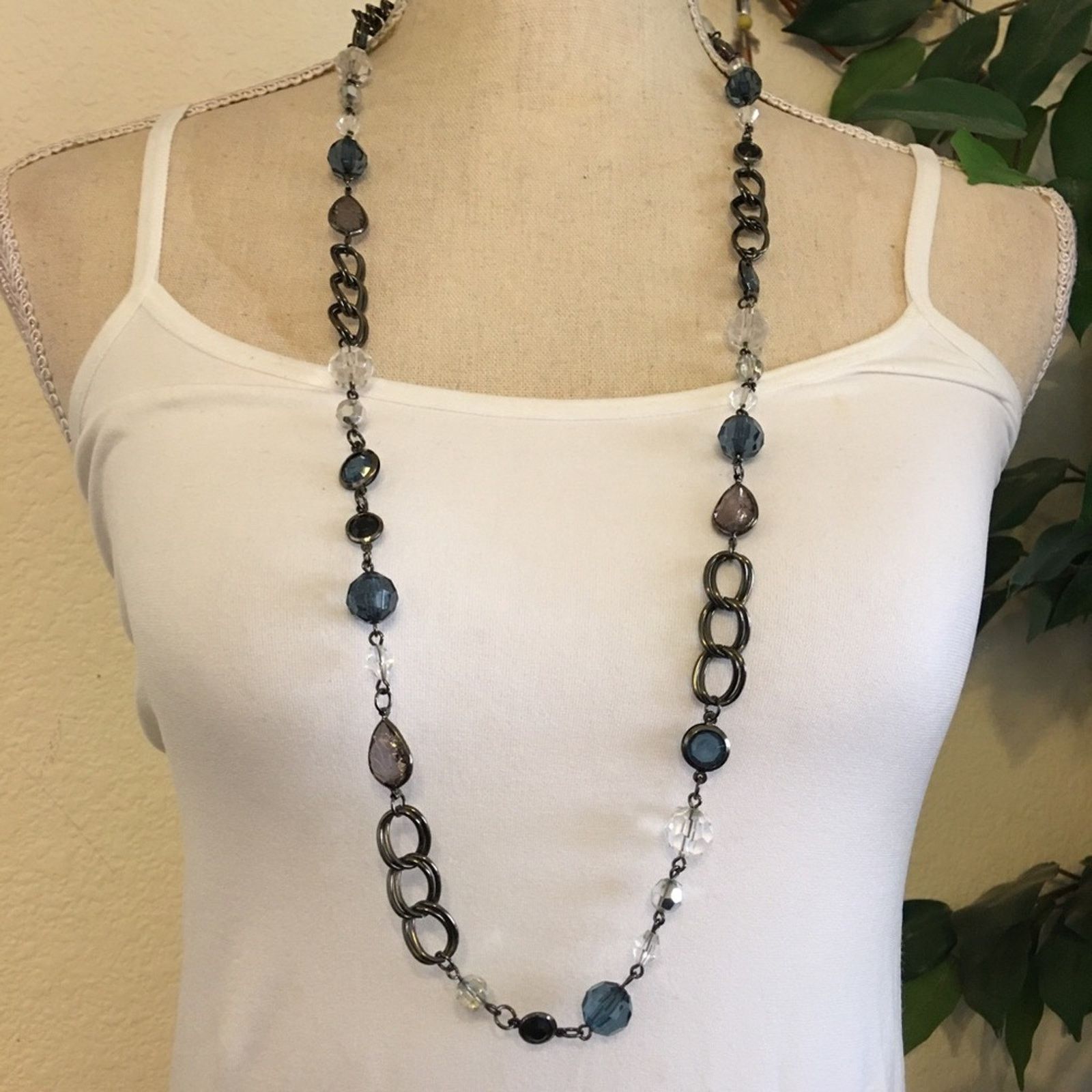 Vintage Vintage 90s chrome chain glass bead necklace Size ONE SIZE - 1 Thumbnail
