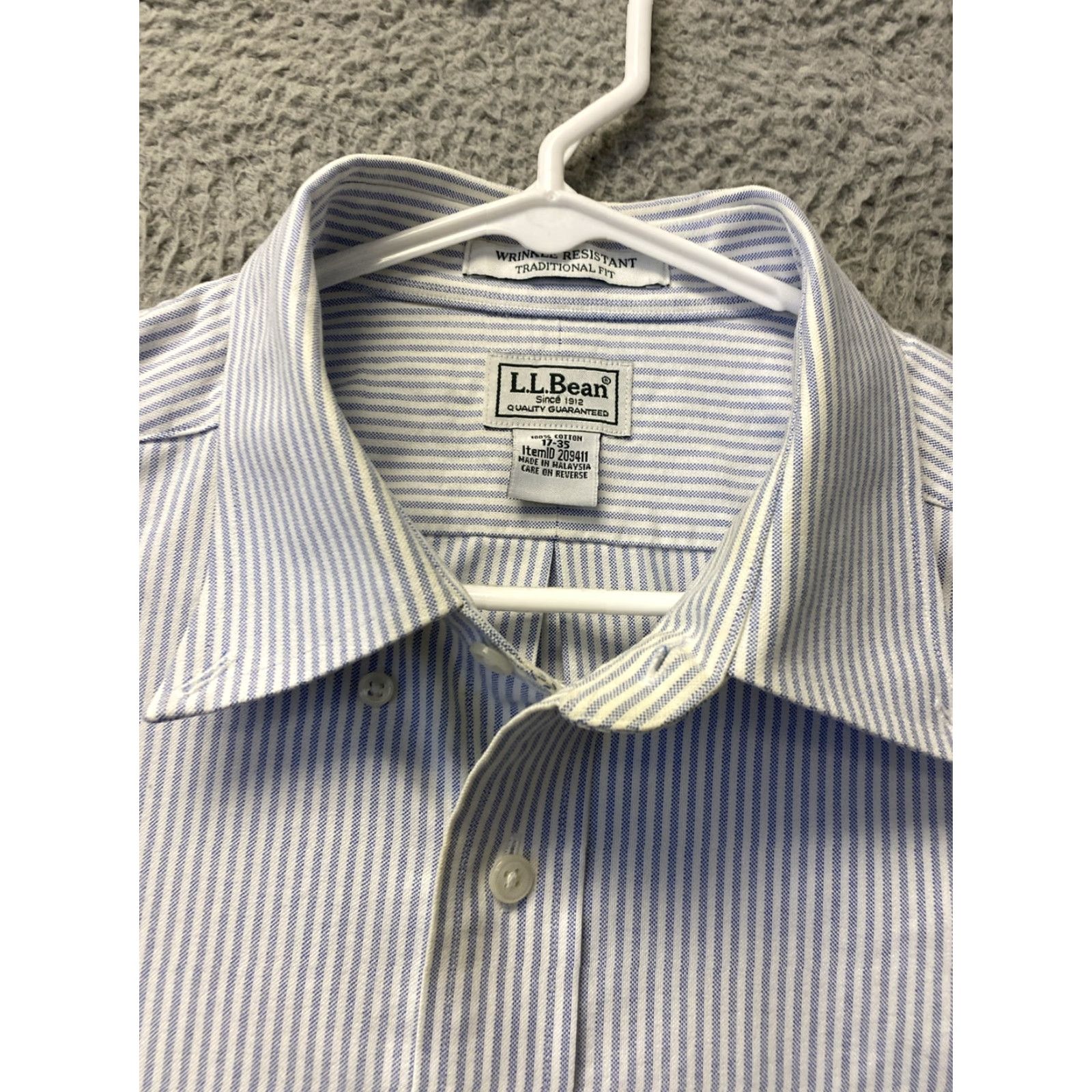 Vintage VINTAGE LL Bean Shirt Mens 17 35 Blue Stripes Work Cotton Thick / 44-92 Size US XL / EU 56 / 4 - 5 Thumbnail