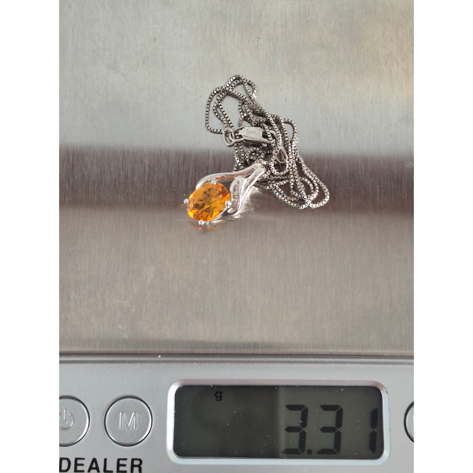 Other Sterling Silver Citrine CZ Oval Pendant with Necklace Size ONE SIZE - 7 Thumbnail