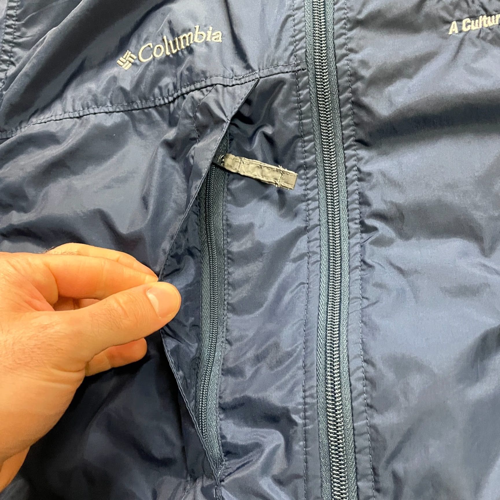 Vintage Columbia Sportswear Jacket Mens Medium Blue Gray Windbreaker Full Zip Hoodie Size US M / EU 48-50 / 2 - 6 Thumbnail